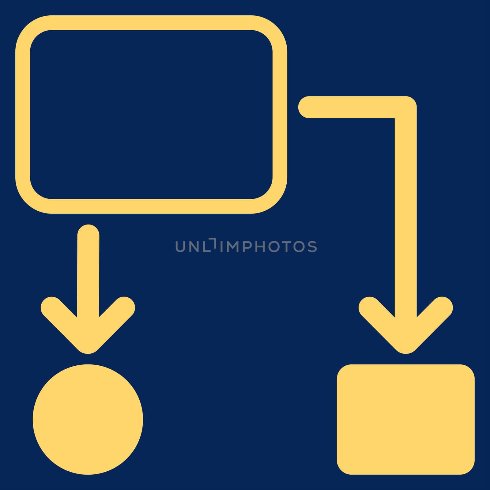 Scheme icon from Commerce Set. Glyph style: flat symbol, yellow color, rounded angles, blue background.