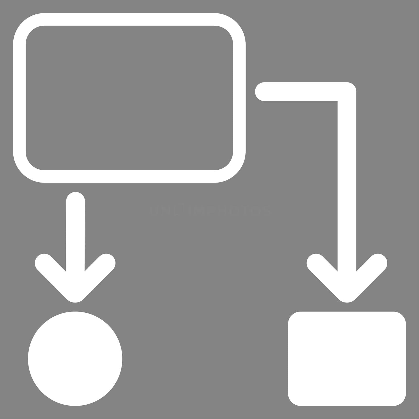Scheme icon from Commerce Set. Glyph style: flat symbol, white color, rounded angles, gray background.