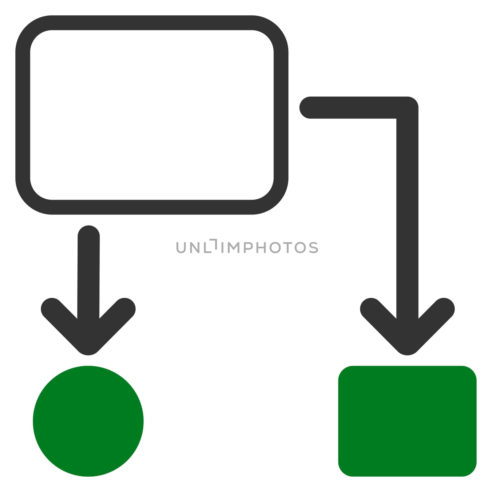 Scheme icon from Commerce Set. Glyph style: bicolor flat symbol, green and gray colors, rounded angles, white background.