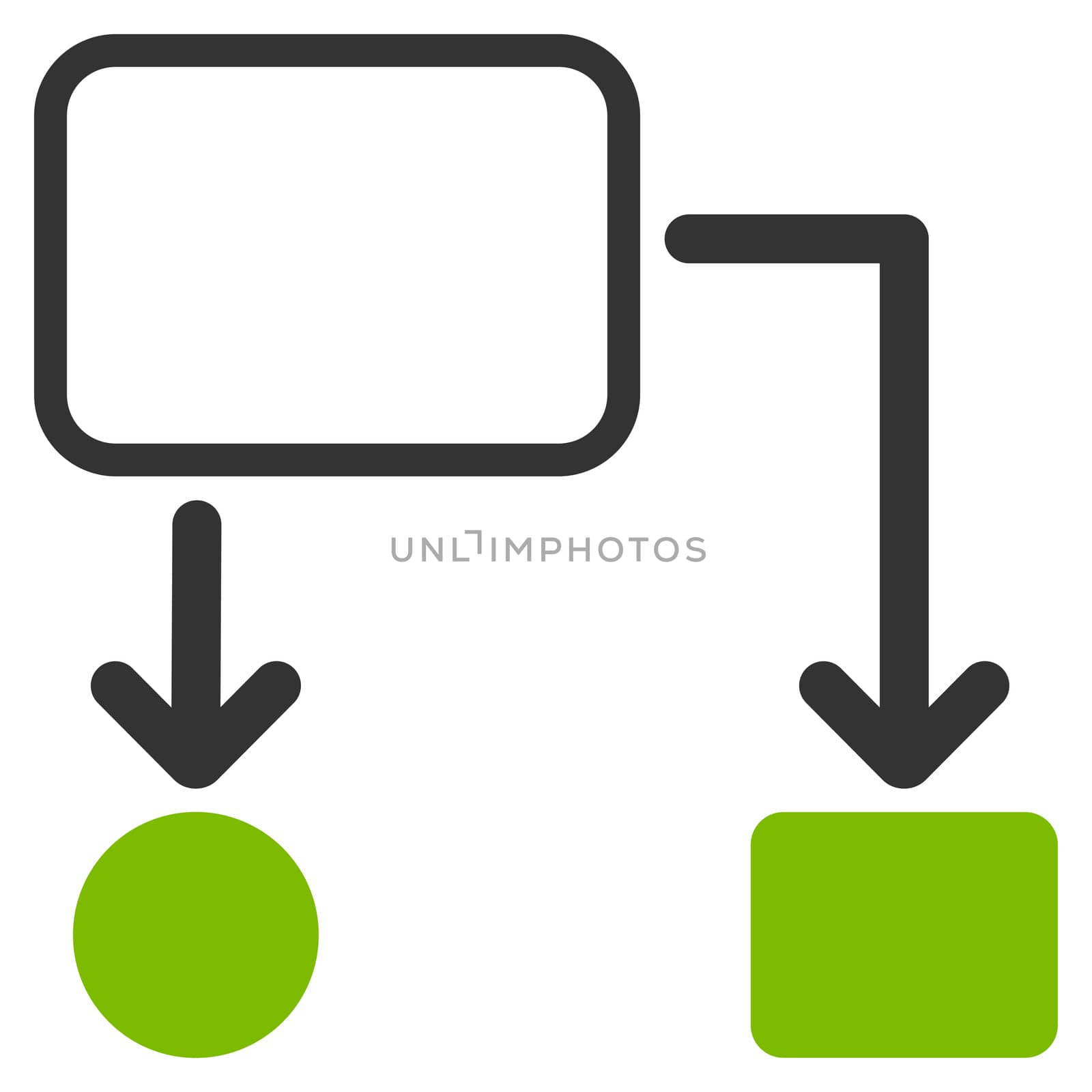 Scheme icon from Commerce Set. Glyph style: bicolor flat symbol, eco green and gray colors, rounded angles, white background.