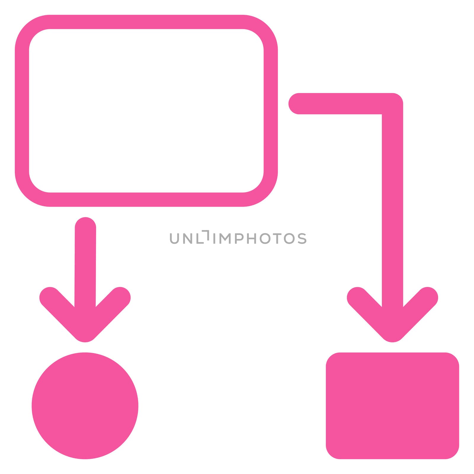 Scheme icon from Commerce Set. Glyph style: flat symbol, pink color, rounded angles, white background.