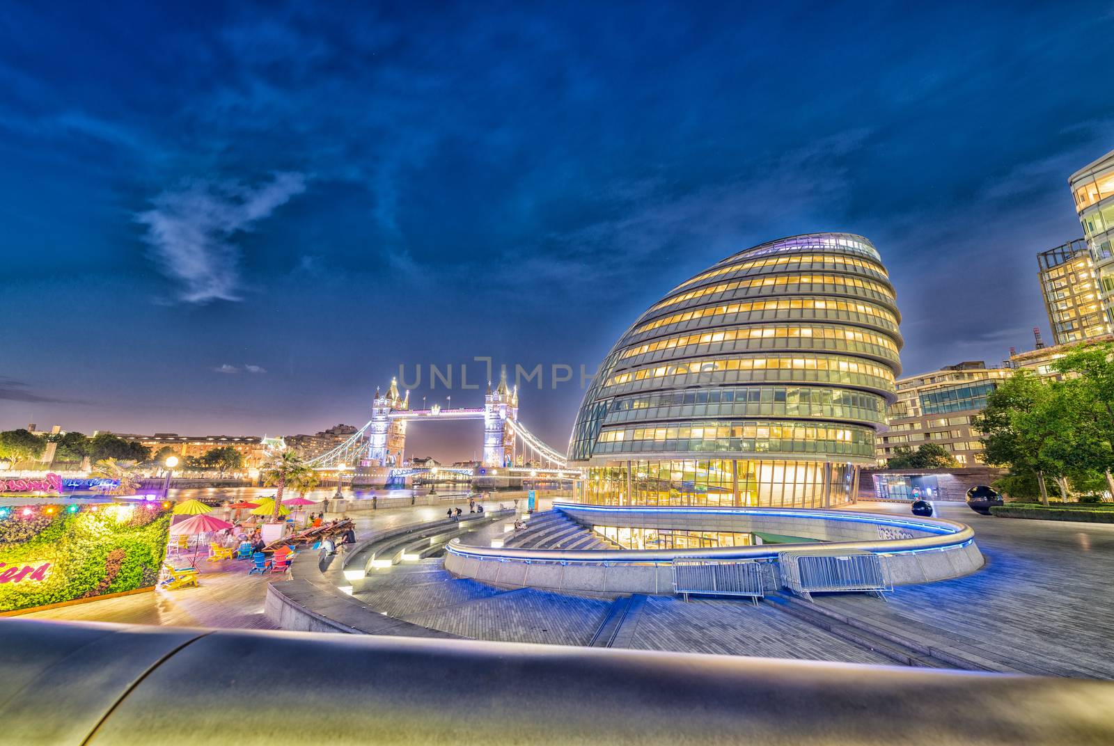 LONDON - JUN 12: Contemporary London office buildings along Lond by jovannig