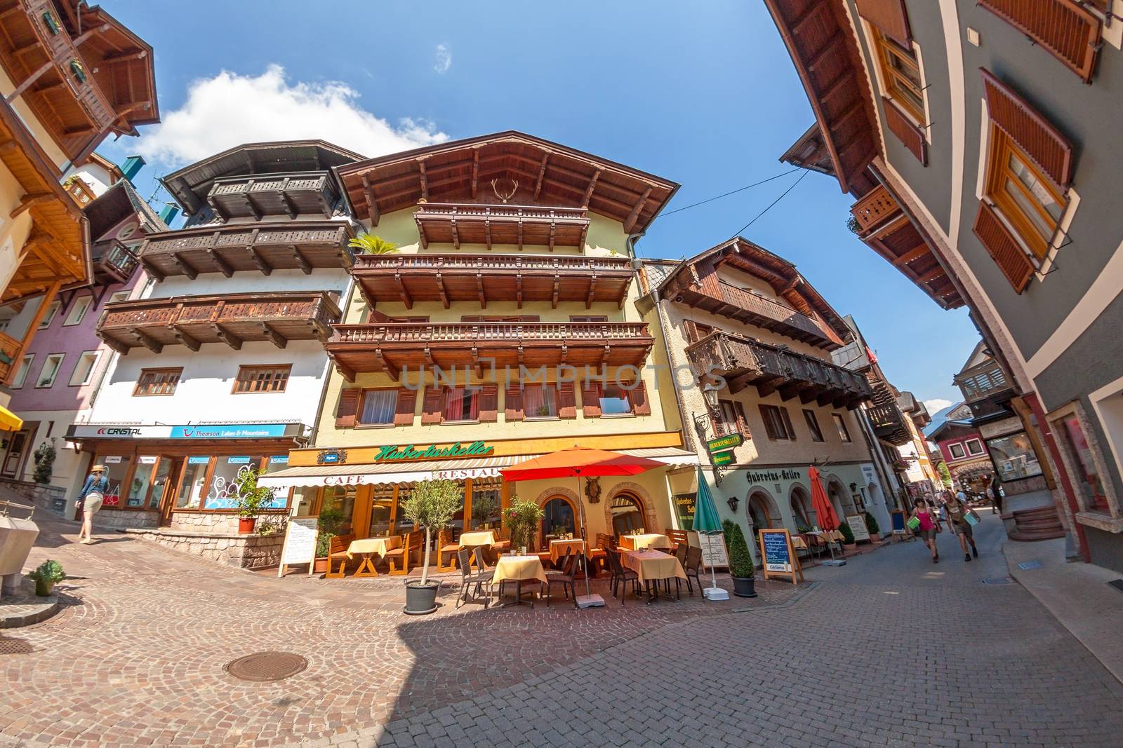 St. Wolfgang, Austria - June 23, 2014: In the center of the village of St. Wolfgang. Popular travel destination in Austria.