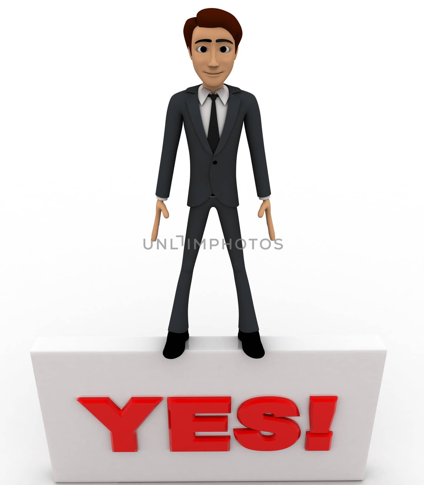 3d man holding yes sign board concept by touchmenithin@gmail.com