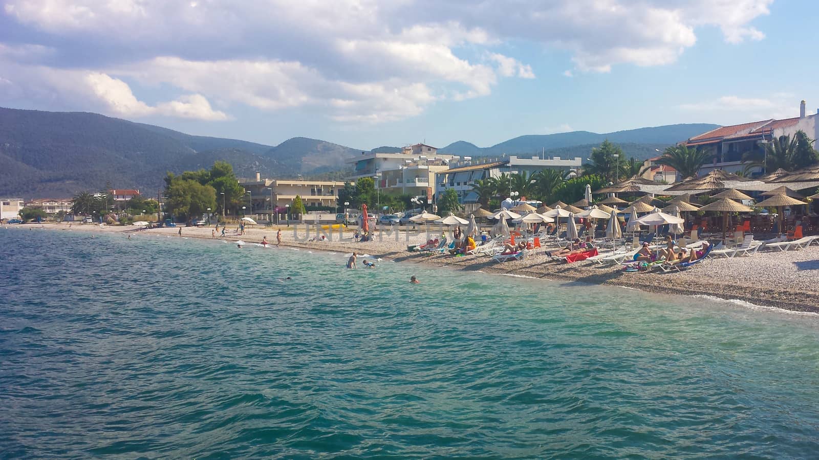 Nice view of a greek beach in Loutra Oreas Elenis area.