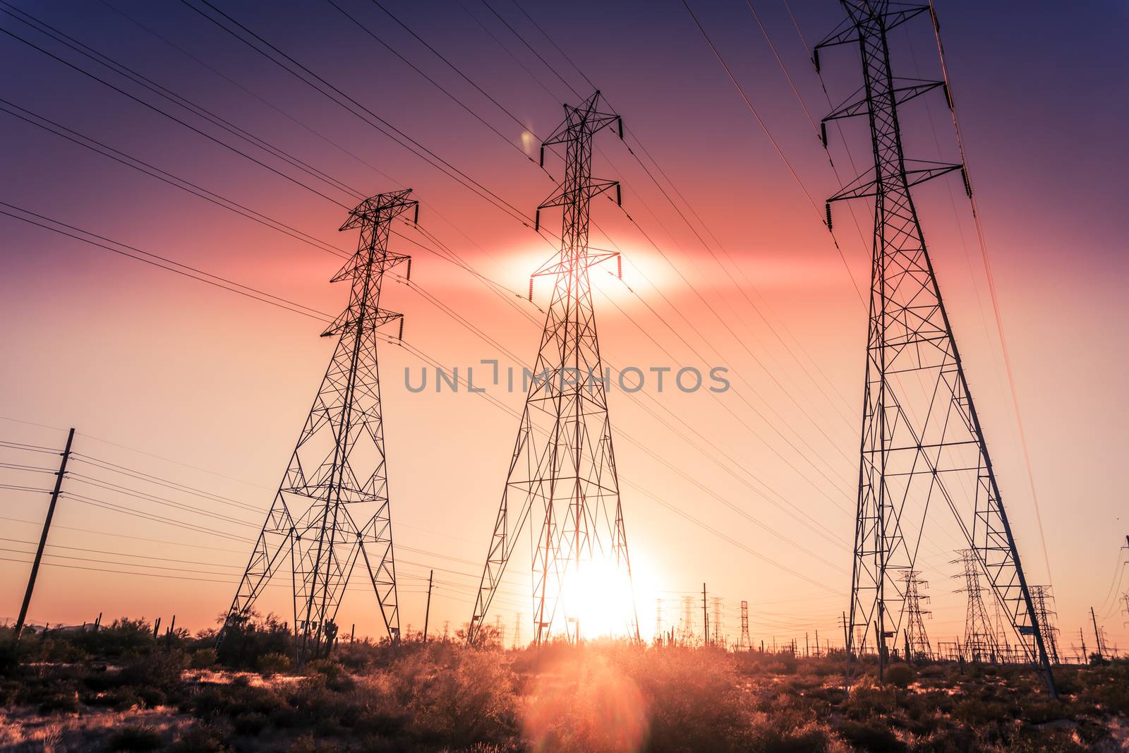 Electrical Power Supply sunset by Paulmatthewphoto