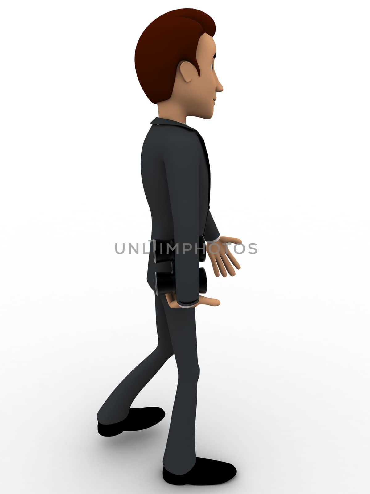 3d man holding black binocular in hand concept by touchmenithin@gmail.com