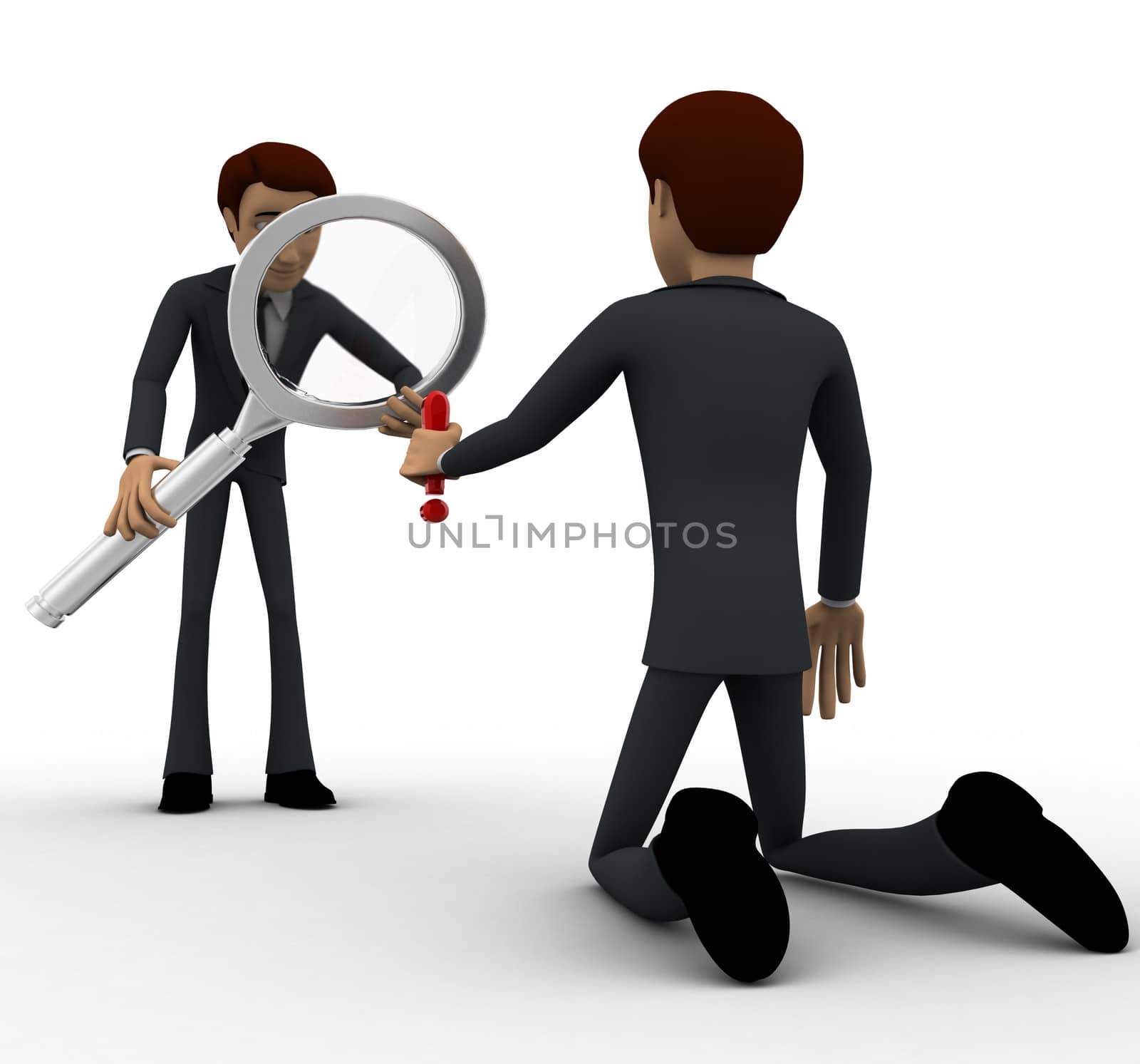 3d man examine man using magnifying glass concept by touchmenithin@gmail.com