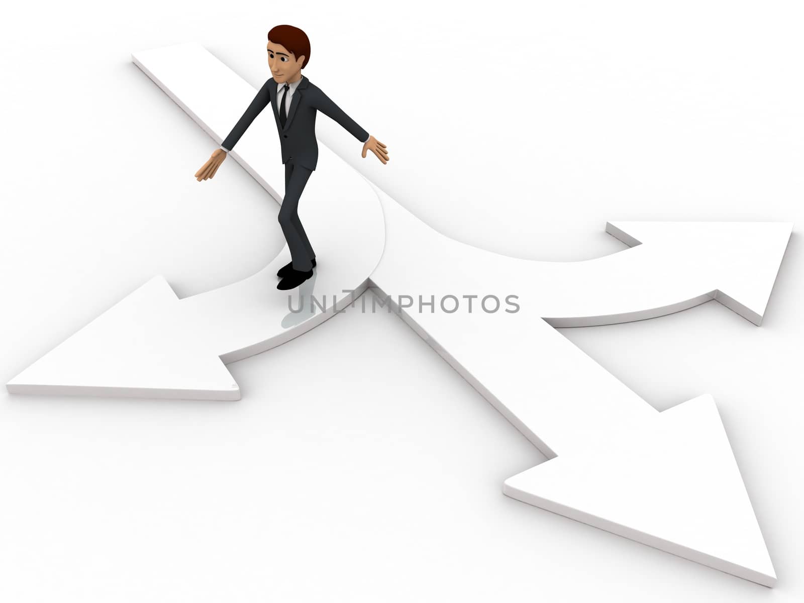 3d man choose from three different path and on arrow concept by touchmenithin@gmail.com