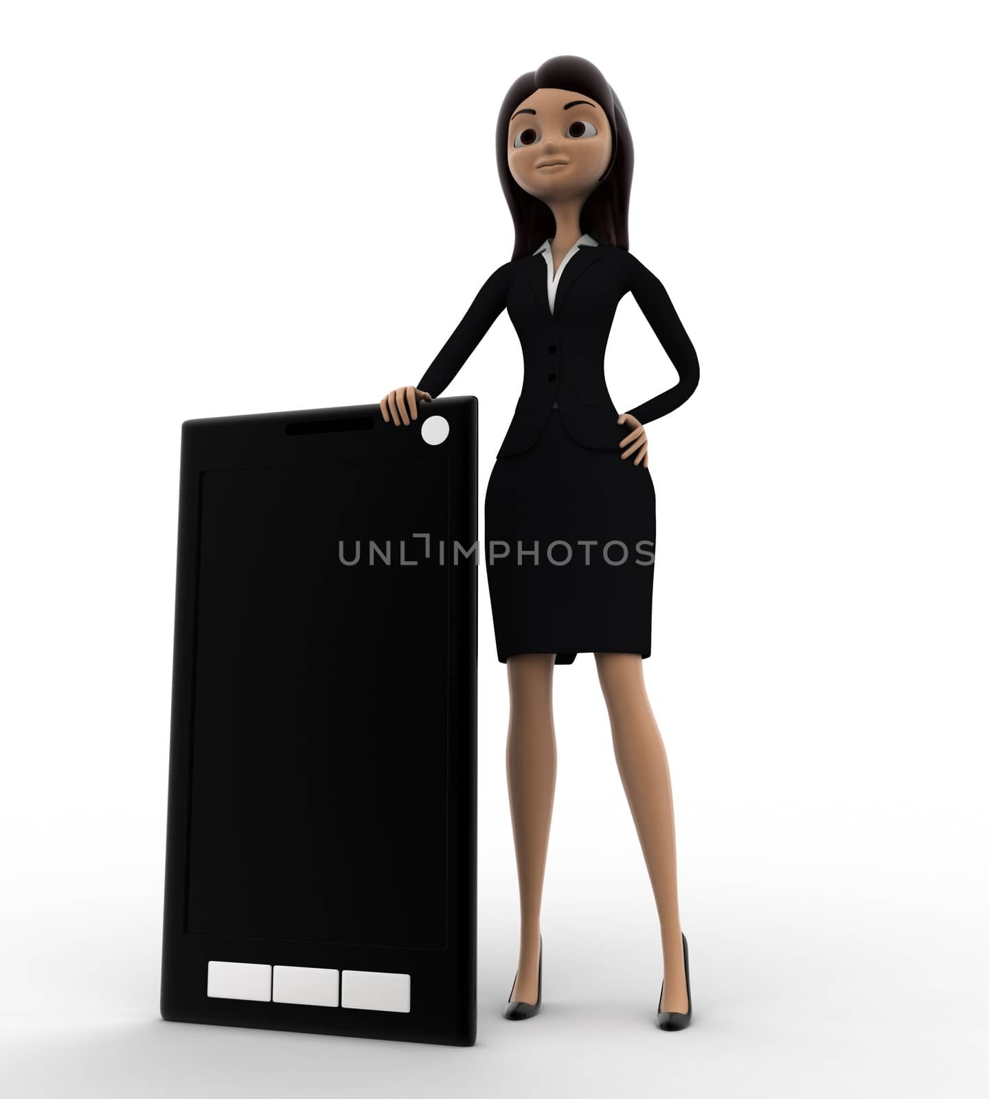 3d woman with touch smartphone concept by touchmenithin@gmail.com