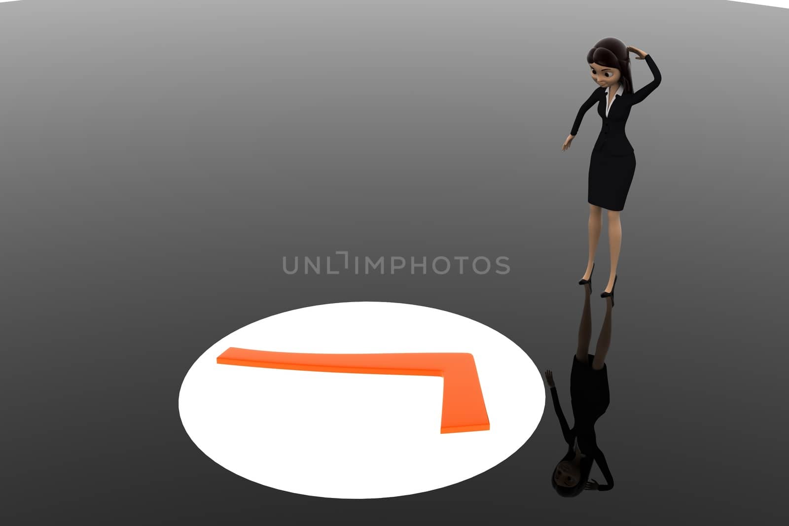 3d woman thinking about right symbol concept by touchmenithin@gmail.com