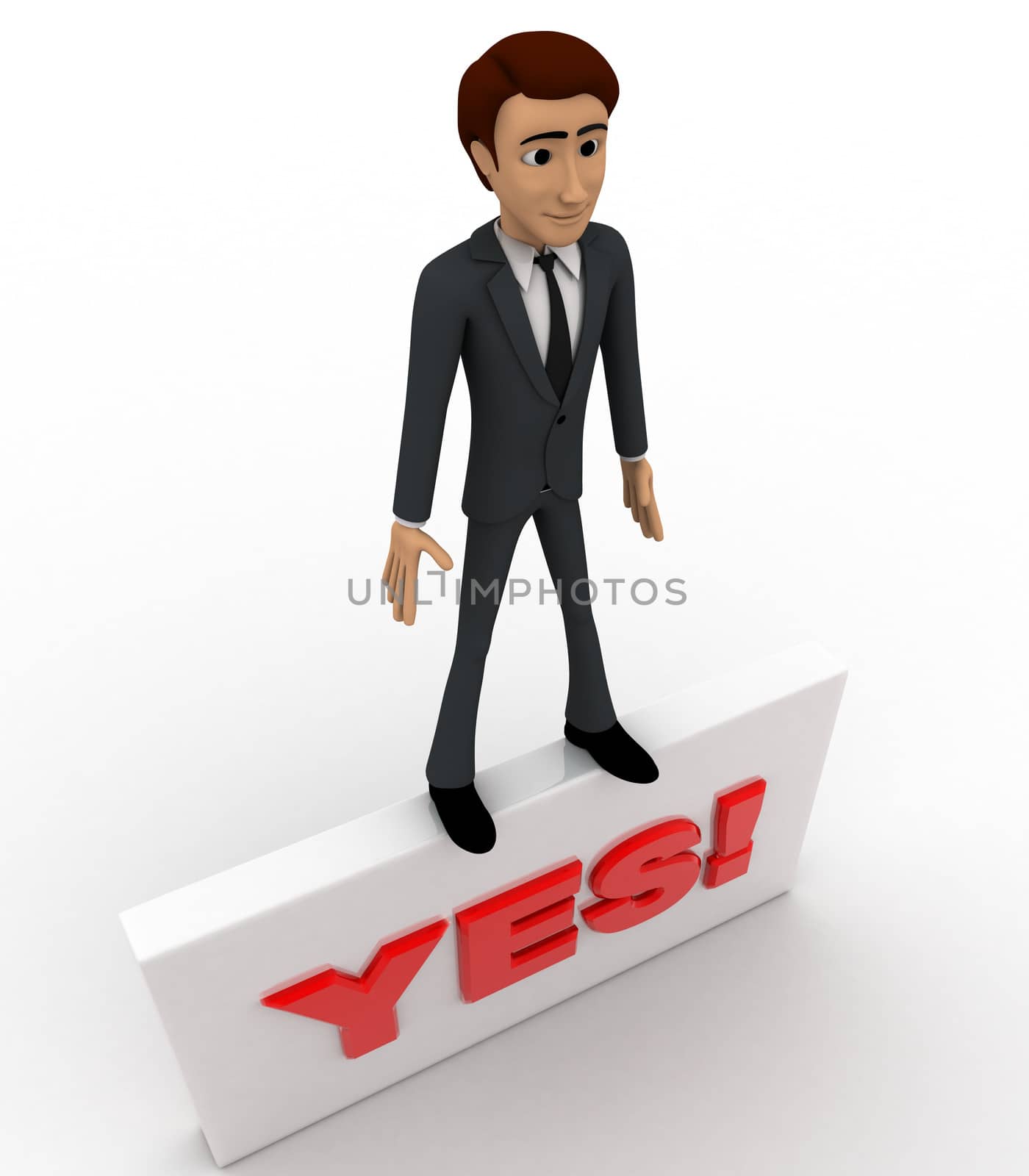 3d man holding yes sign board concept by touchmenithin@gmail.com