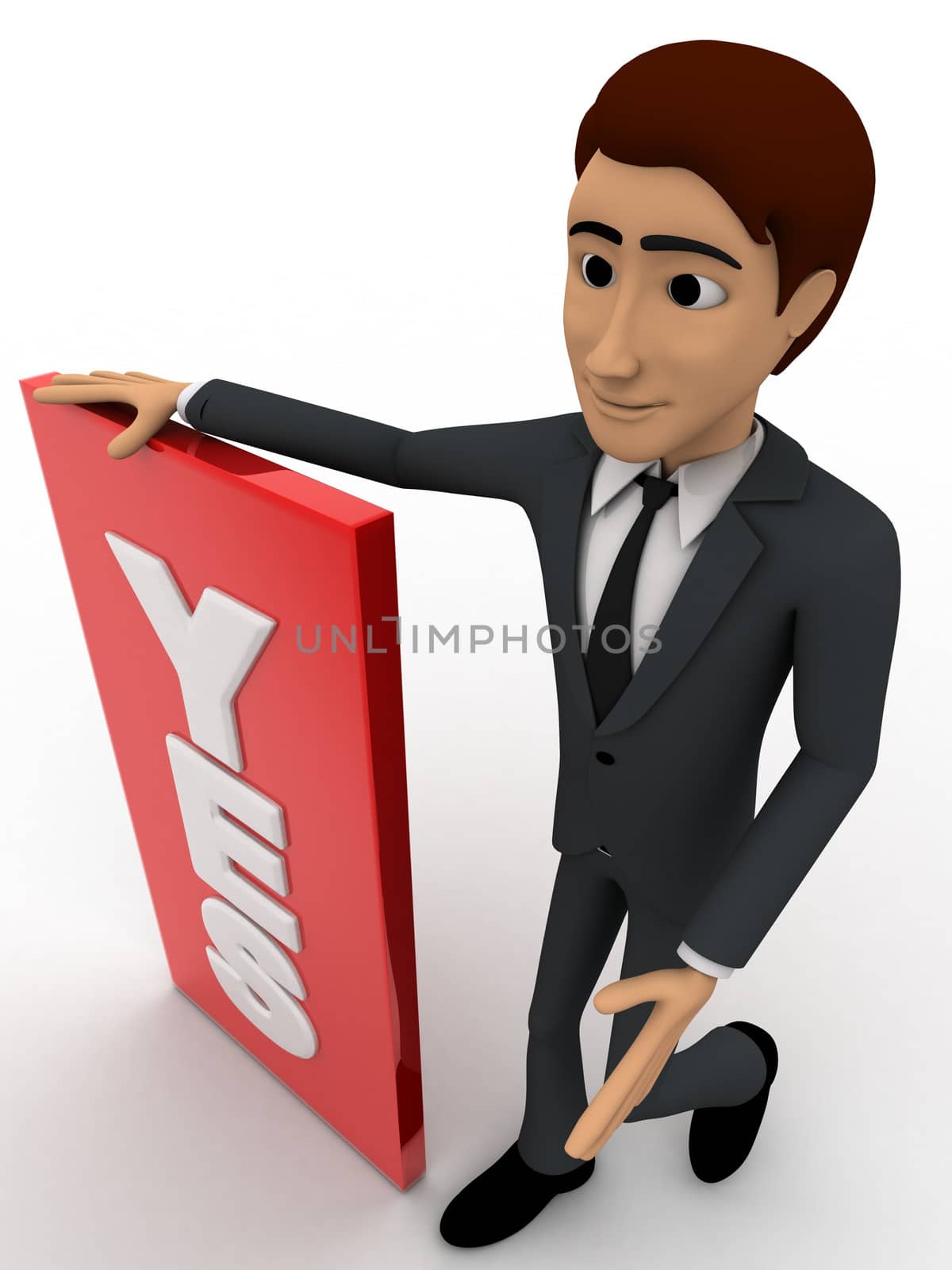 3d man with sign board on which yes is written concept by touchmenithin@gmail.com