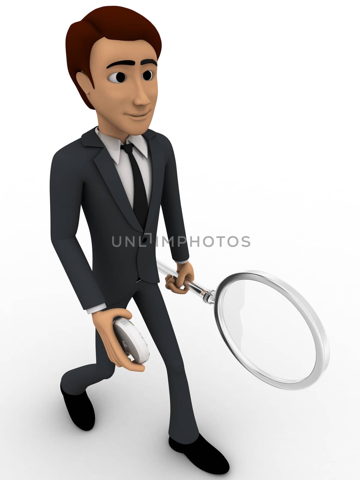 3d man with question mark and magnifying glass concept by touchmenithin@gmail.com