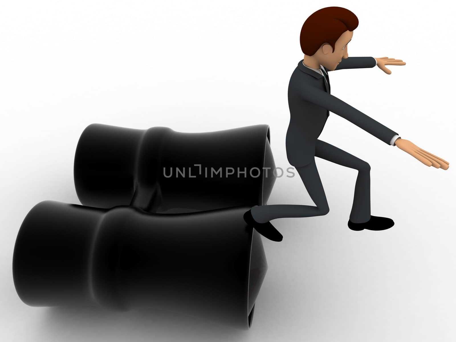 3d man jumping from big binocular concept by touchmenithin@gmail.com