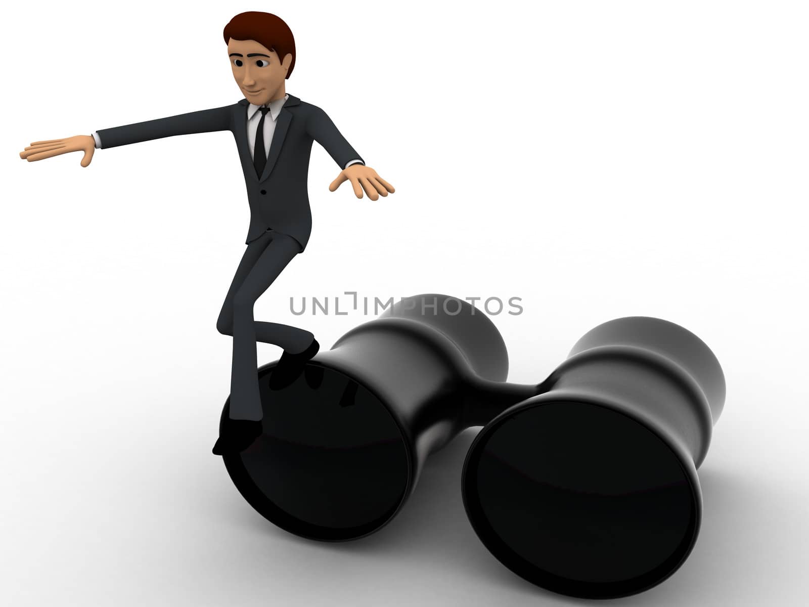 3d man jumping from big binocular concept by touchmenithin@gmail.com