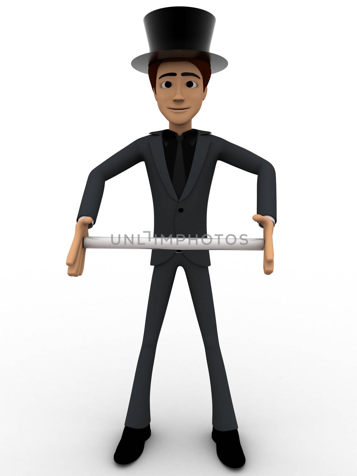 3d man magician wearing hat and holding rod concept by touchmenithin@gmail.com