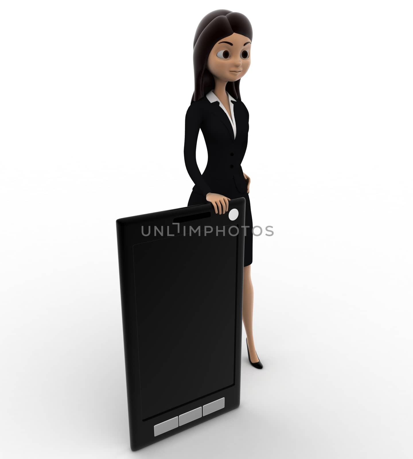 3d woman with touch smartphone concept by touchmenithin@gmail.com