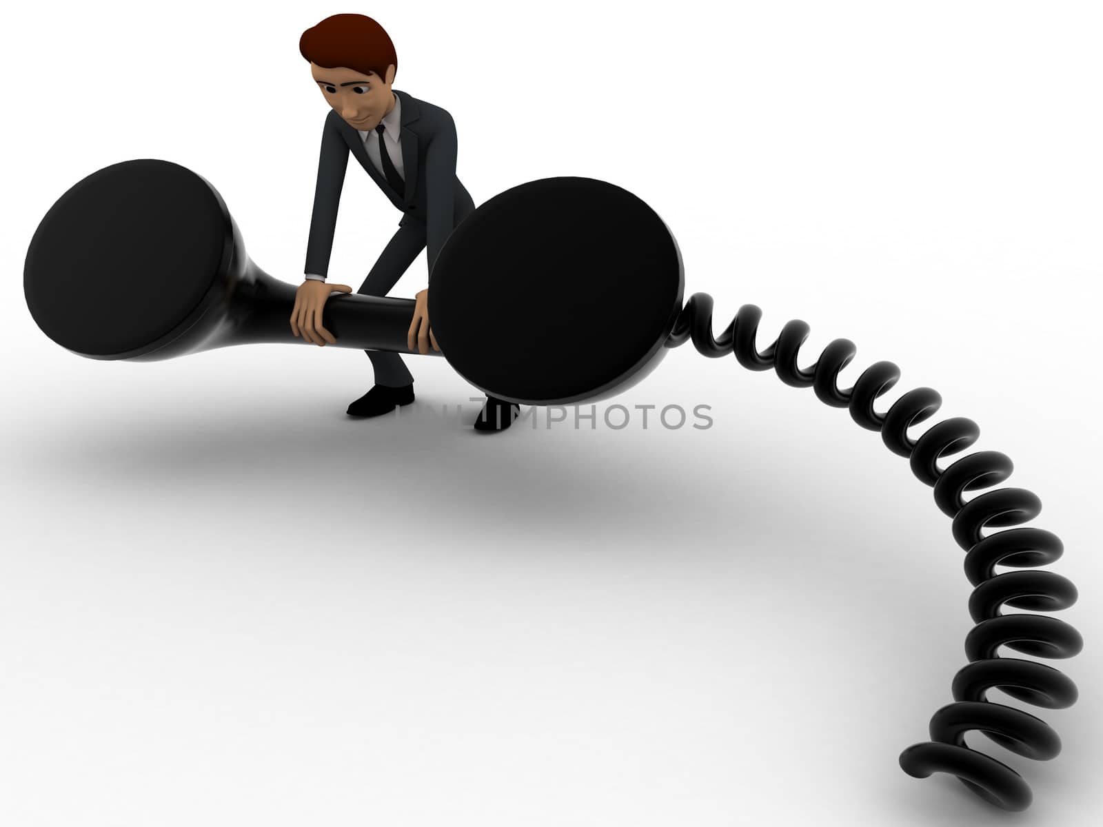 3d man with big black telephone receiver concept by touchmenithin@gmail.com