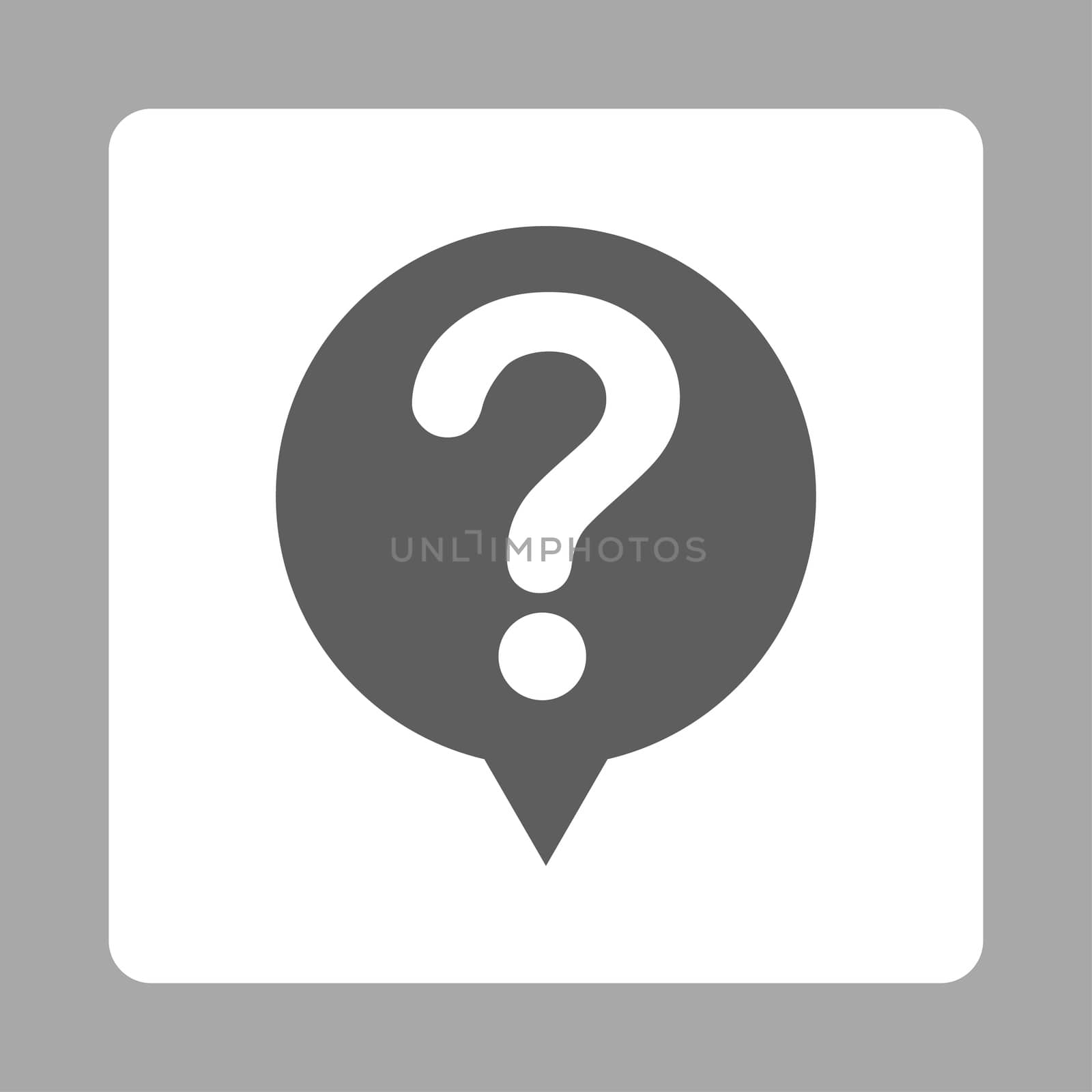 Status icon from Primitive Buttons OverColor Set. This rounded square flat button is drawn with dark gray and white colors on a silver background.