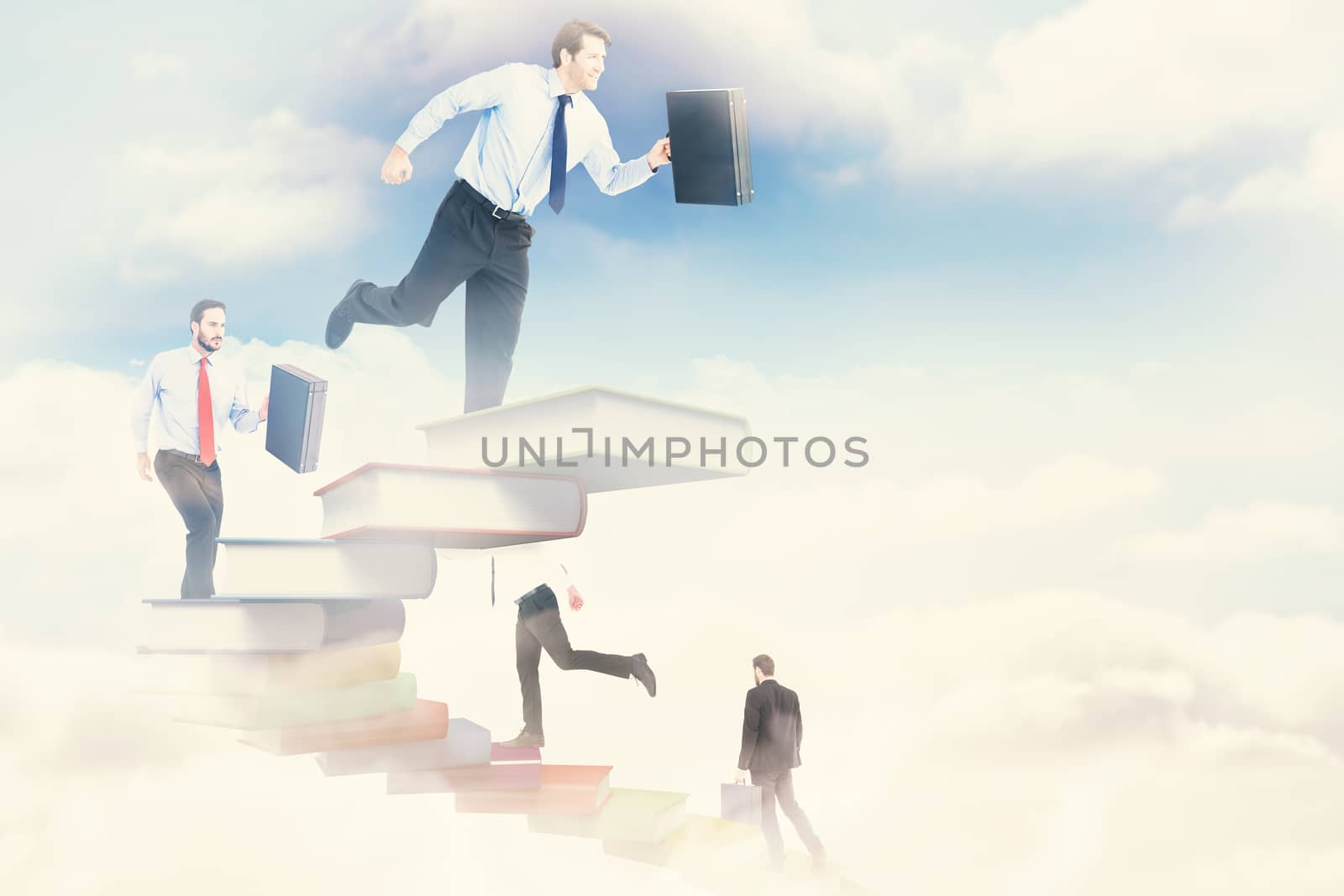 Composite image of businessman walking while holding briefcase  by Wavebreakmedia