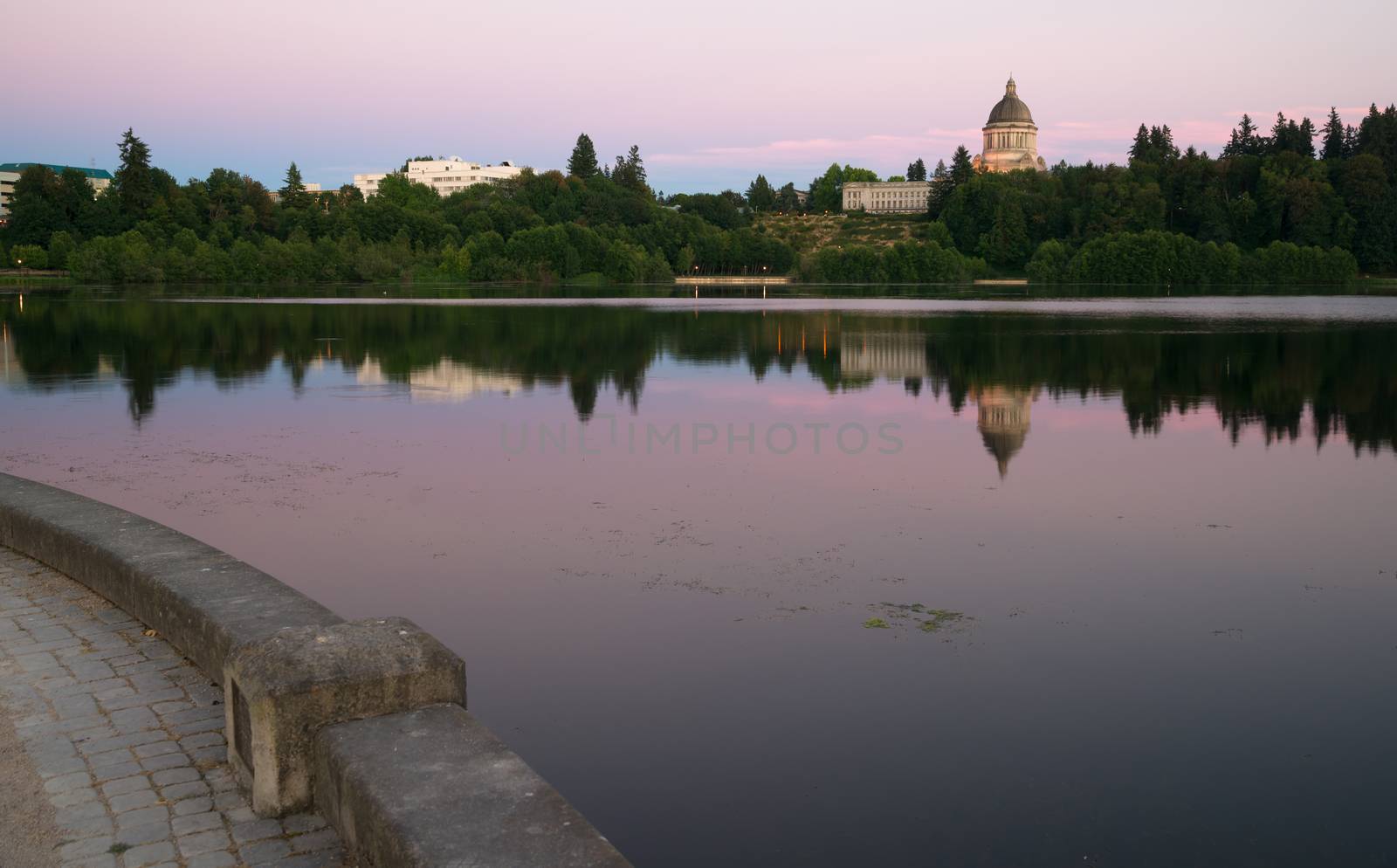 Government Building Capital Lake Olympia Washington Sunset Dusk by ChrisBoswell