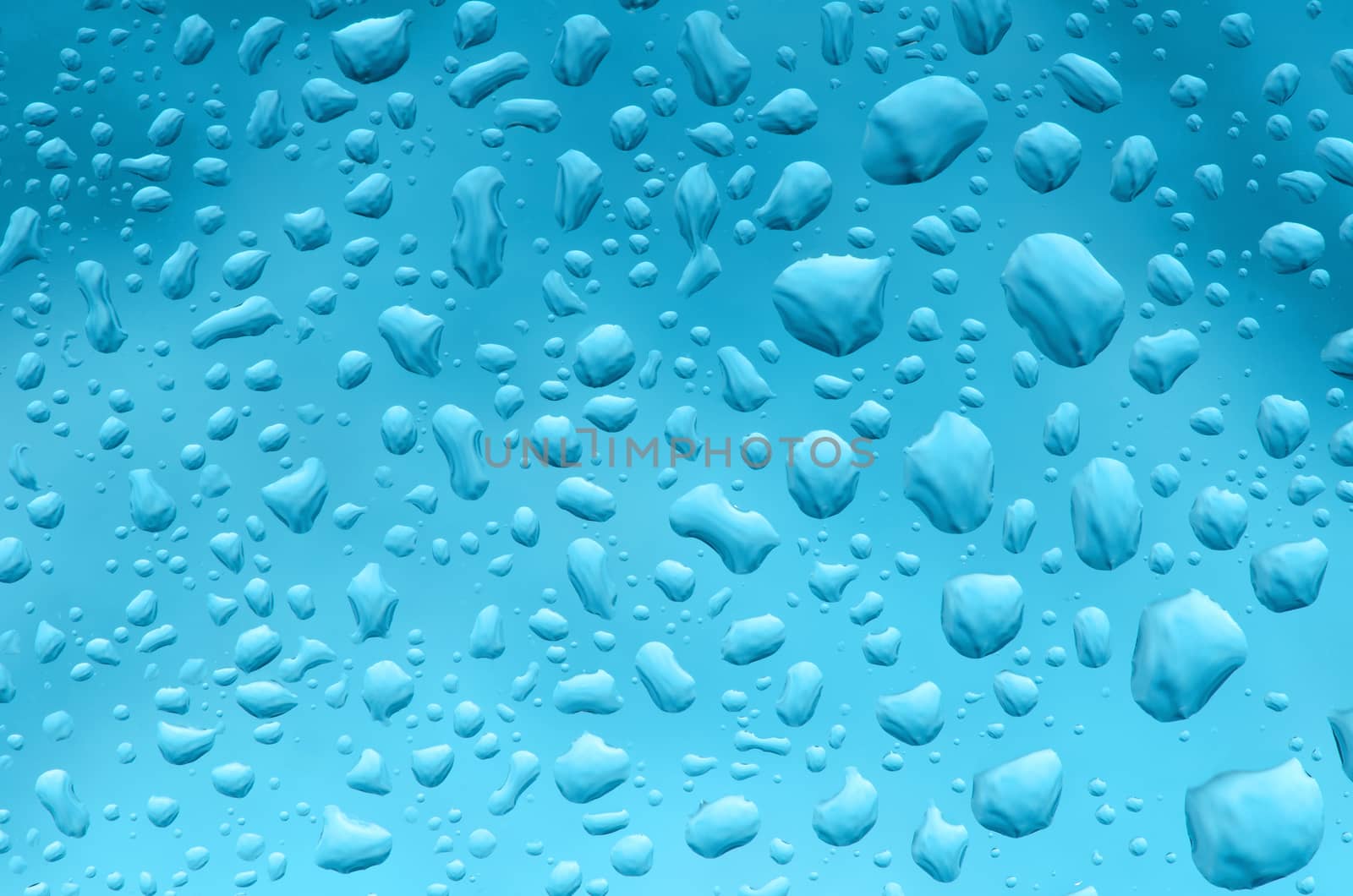 Water drops on blue background, natural pattern.
