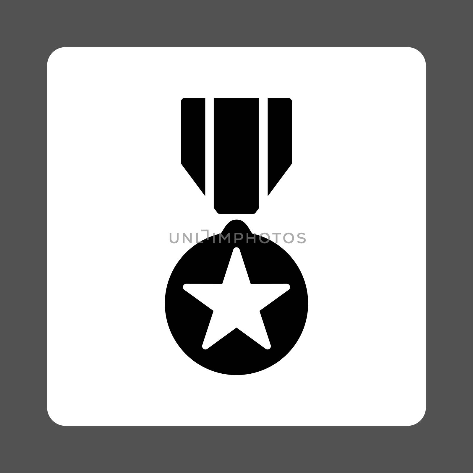 Army award icon from Award Buttons OverColor Set. Icon style is black and white colors, flat rounded square button, gray background.