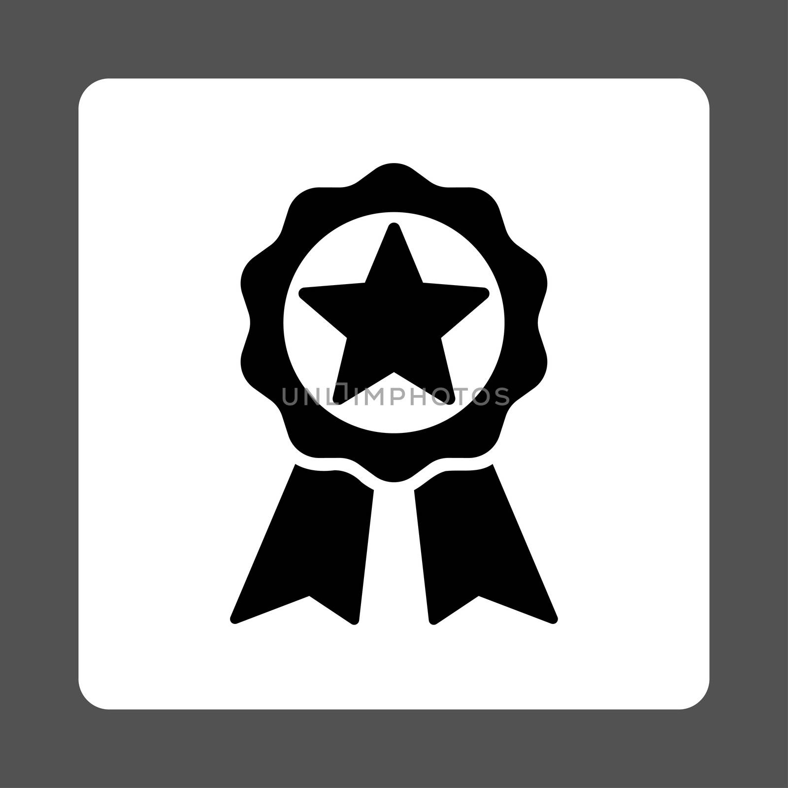 Award icon from Award Buttons OverColor Set. Icon style is black and white colors, flat rounded square button, gray background.