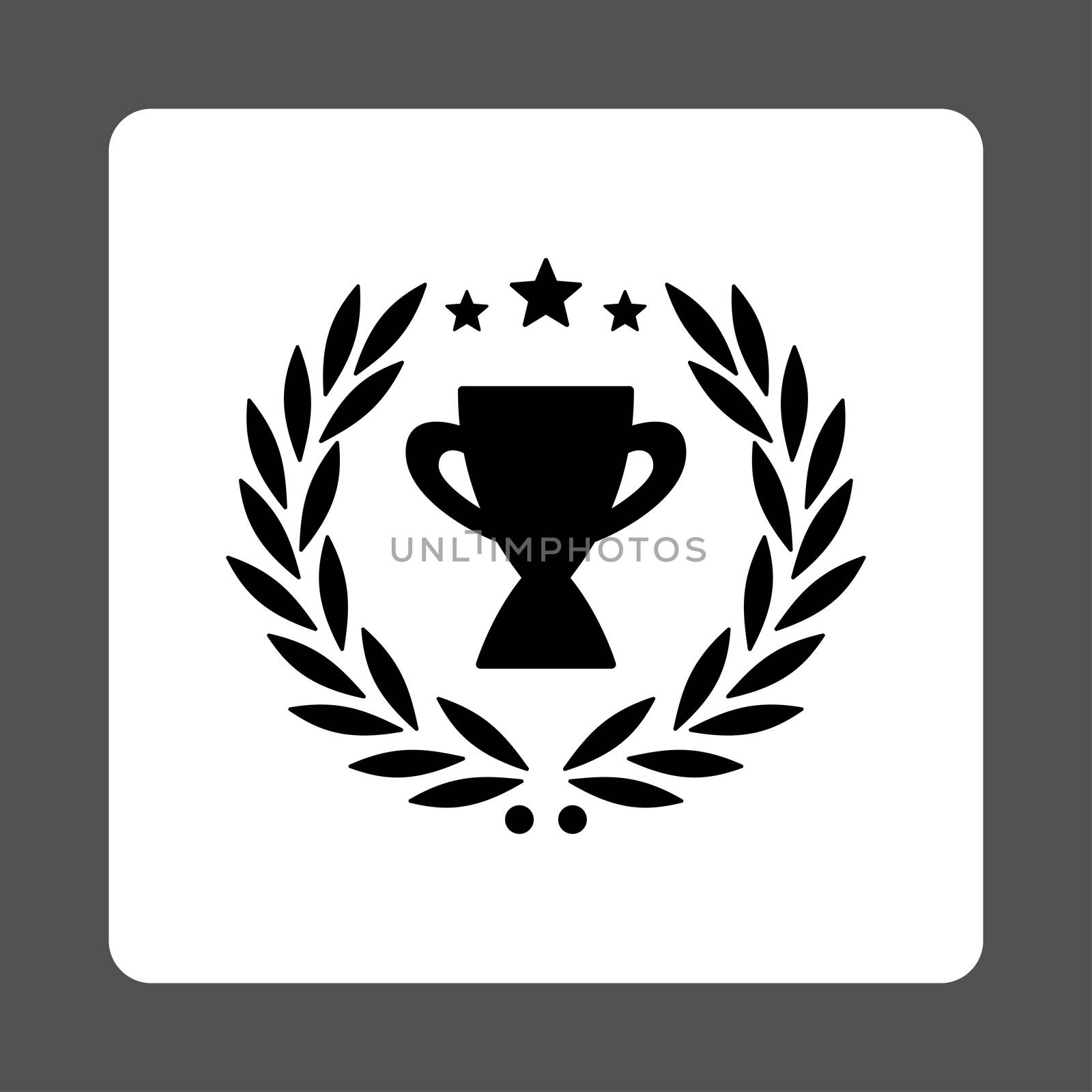 Glory icon from Award Buttons OverColor Set. Icon style is black and white colors, flat rounded square button, gray background.