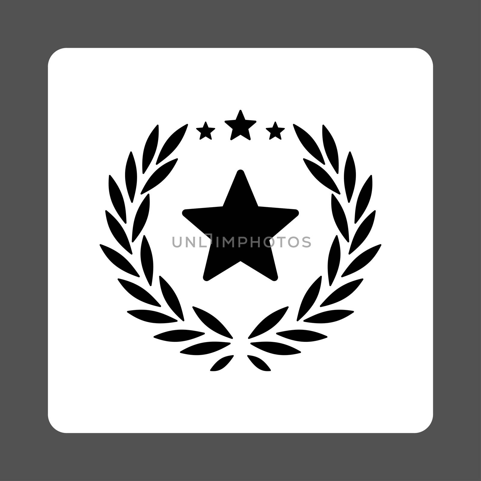 Proud icon from Award Buttons OverColor Set. Icon style is black and white colors, flat rounded square button, gray background.