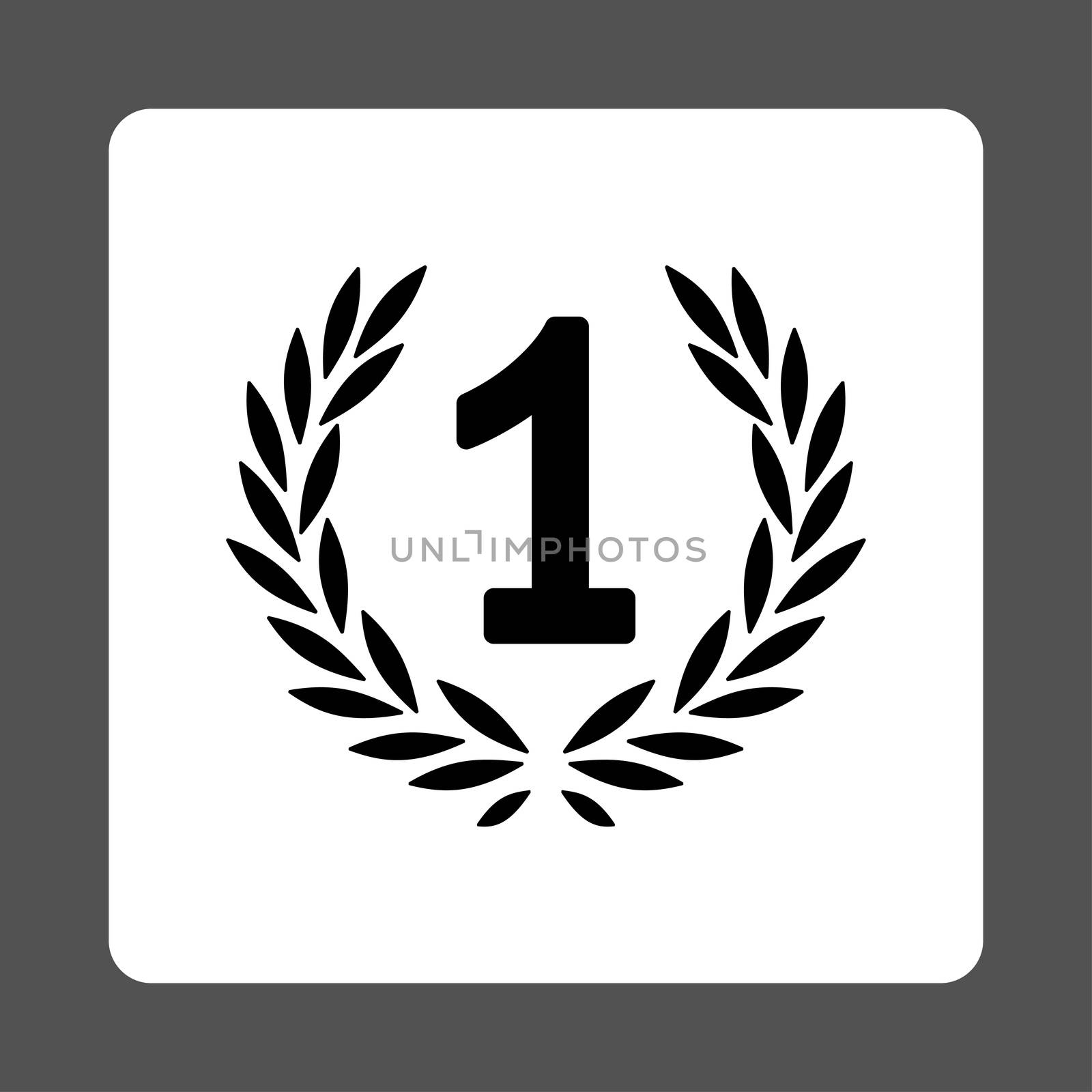 Win icon from Award Buttons OverColor Set. Icon style is black and white colors, flat rounded square button, gray background.