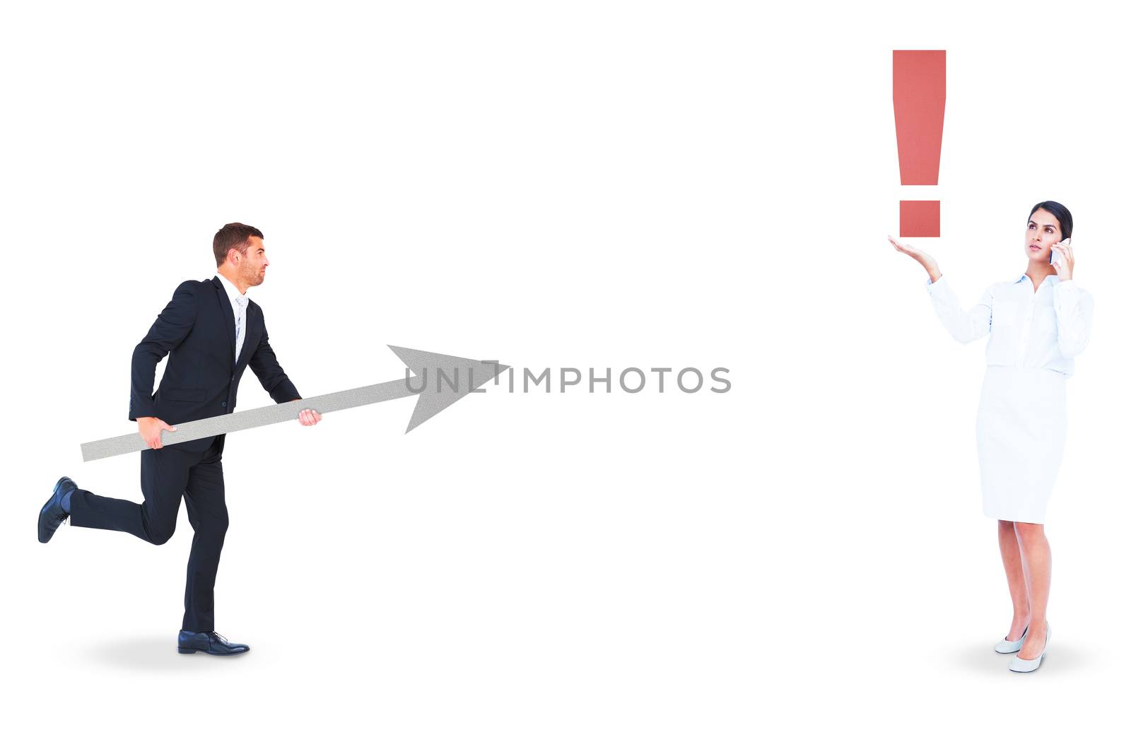 Business people with icons in hands by Wavebreakmedia