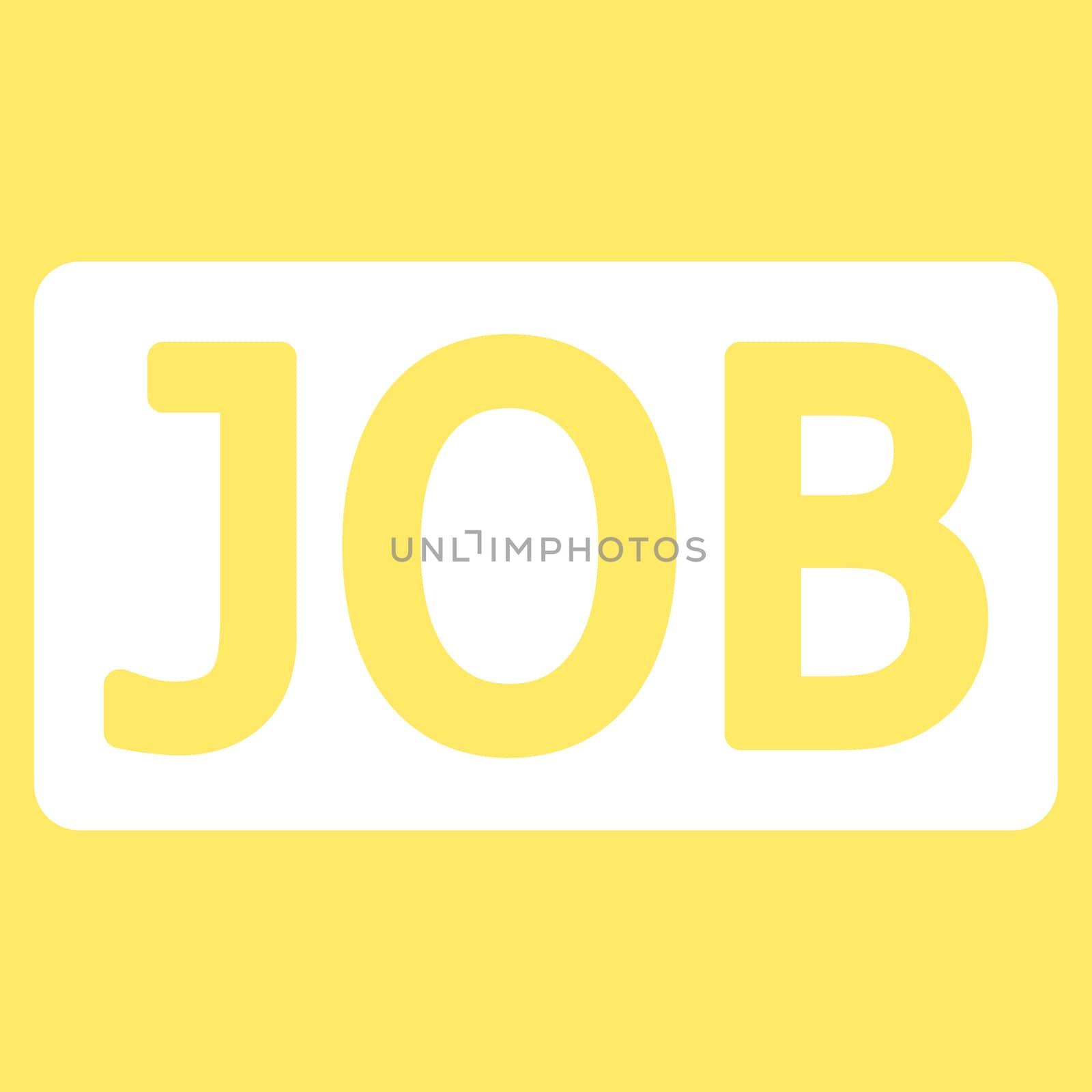 Job icon from Business Bicolor Set. Glyph style is flat symbol, white color, rounded angles, yellow background.