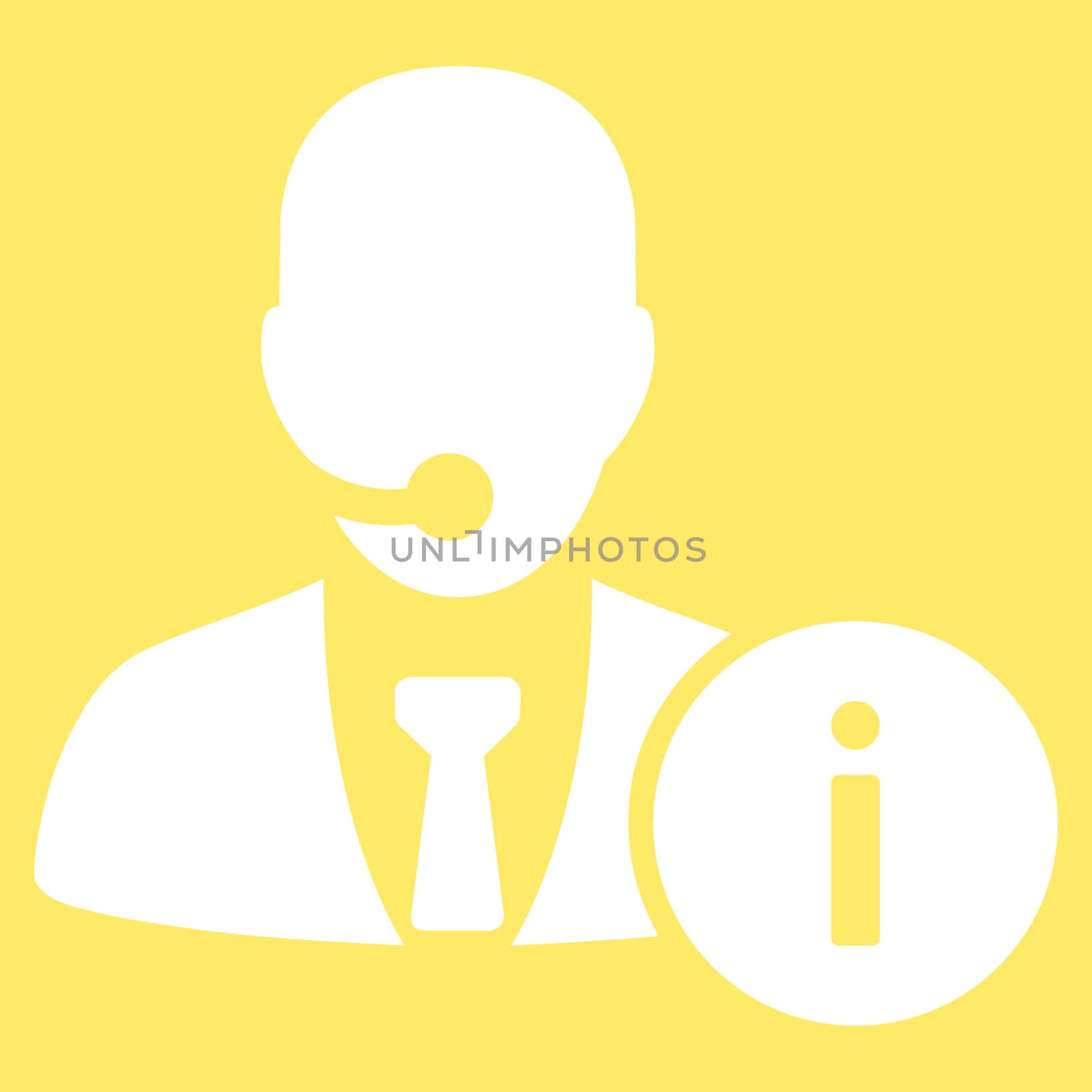 Help desk icon from Business Bicolor Set. Glyph style is flat symbol, white color, rounded angles, yellow background.