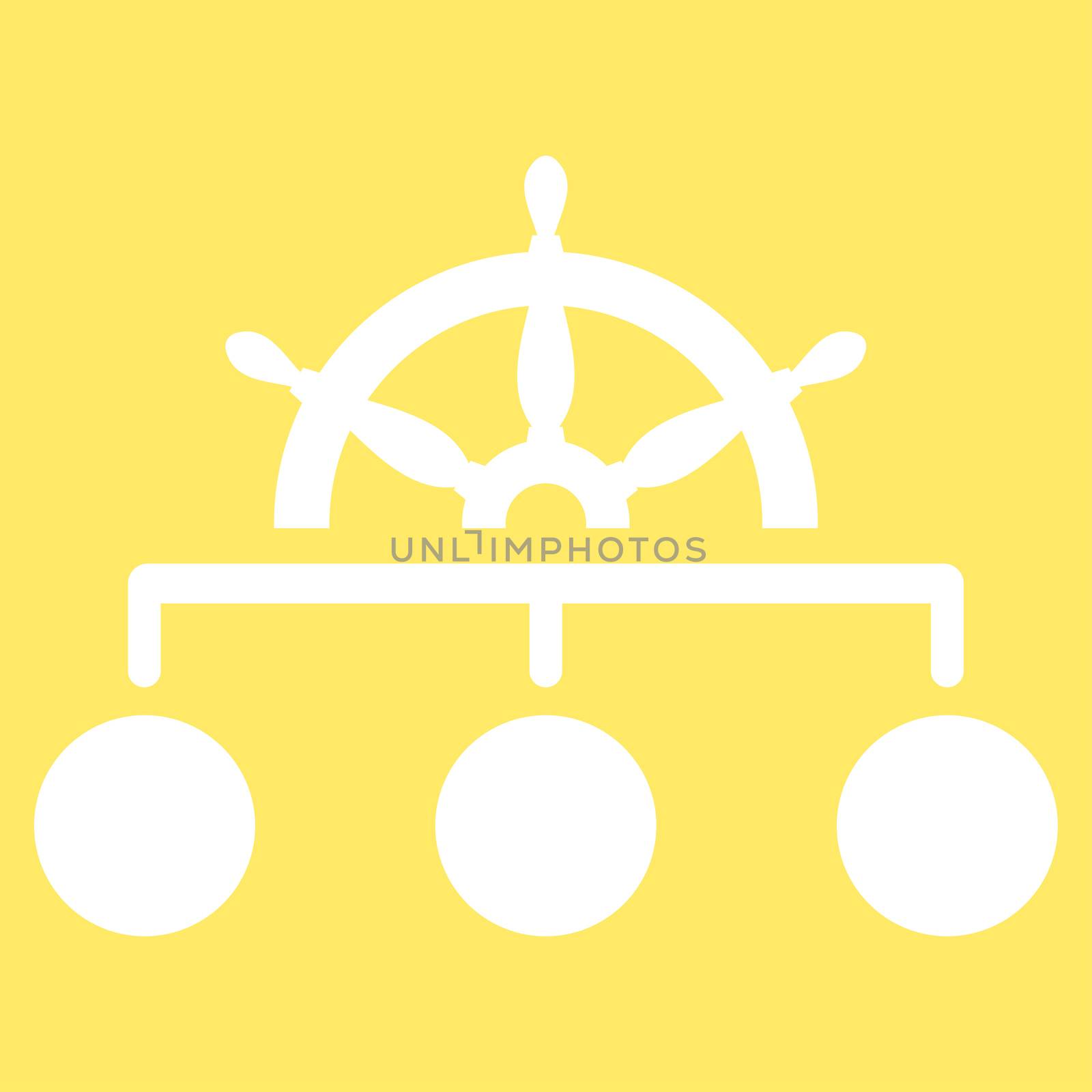 Rule icon from Business Bicolor Set. Glyph style is flat symbol, white color, rounded angles, yellow background.