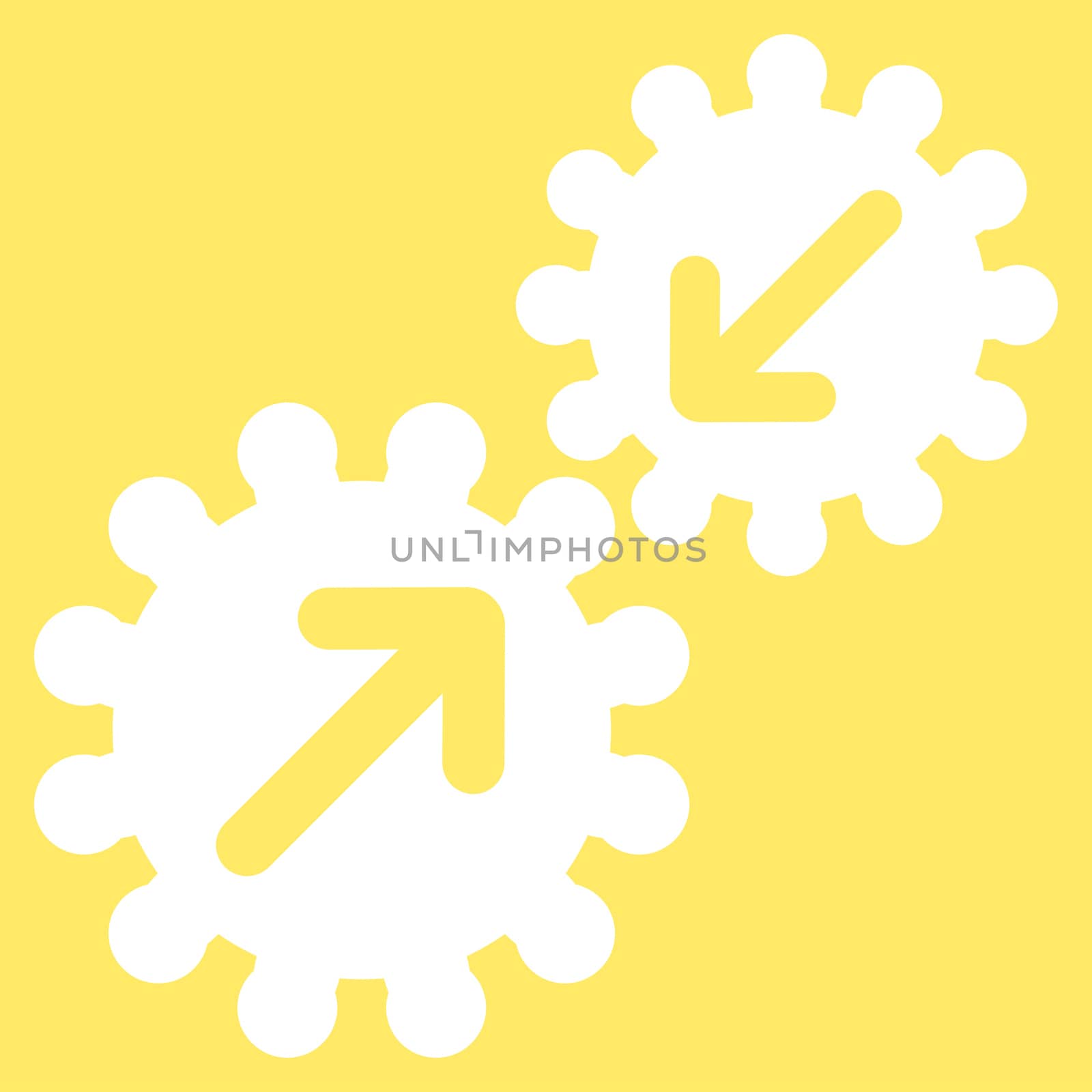Integration icon from Business Bicolor Set. Glyph style is flat symbol, white color, rounded angles, yellow background.