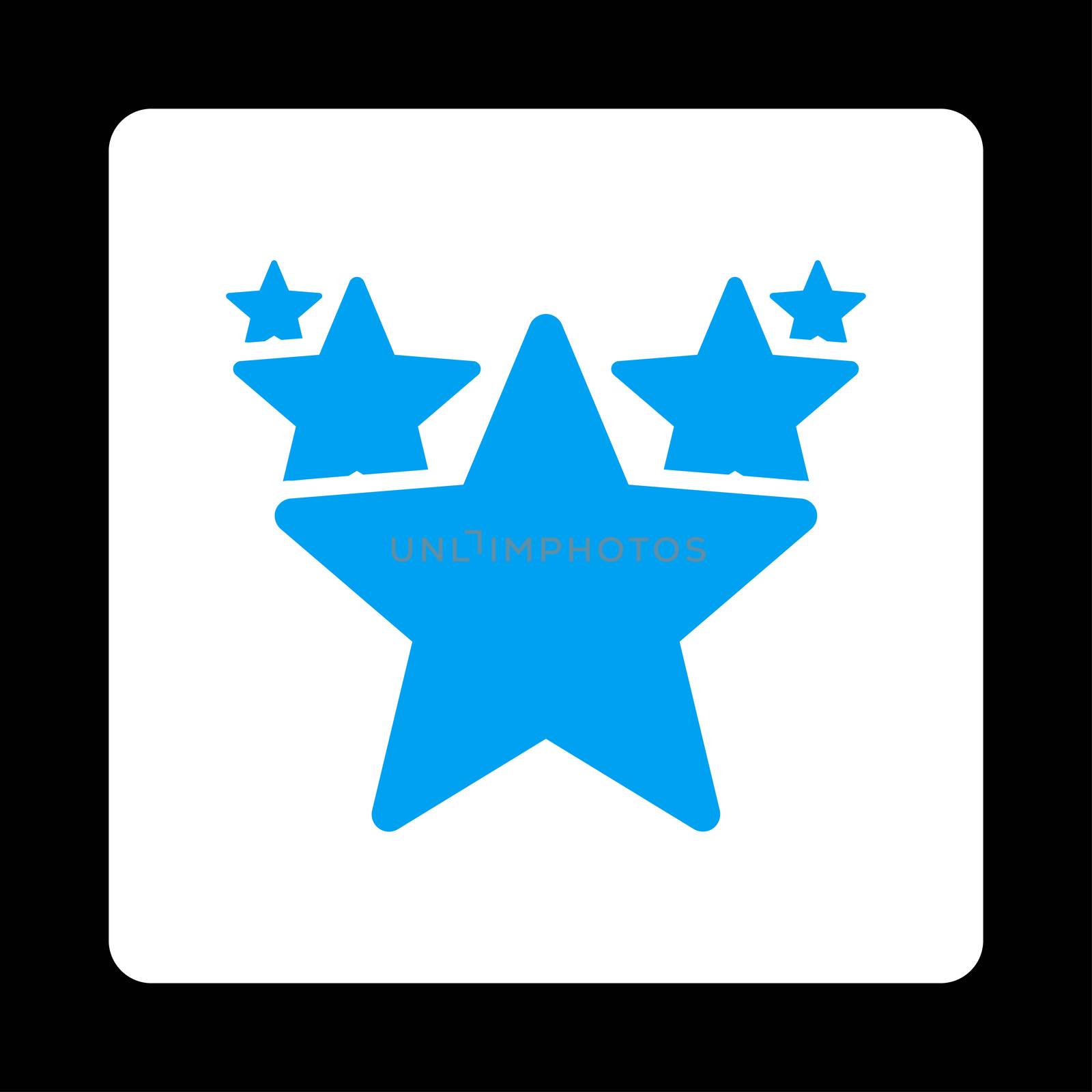 Hit parade icon from Award Buttons OverColor Set. Icon style is blue and white colors, flat rounded square button, black background.