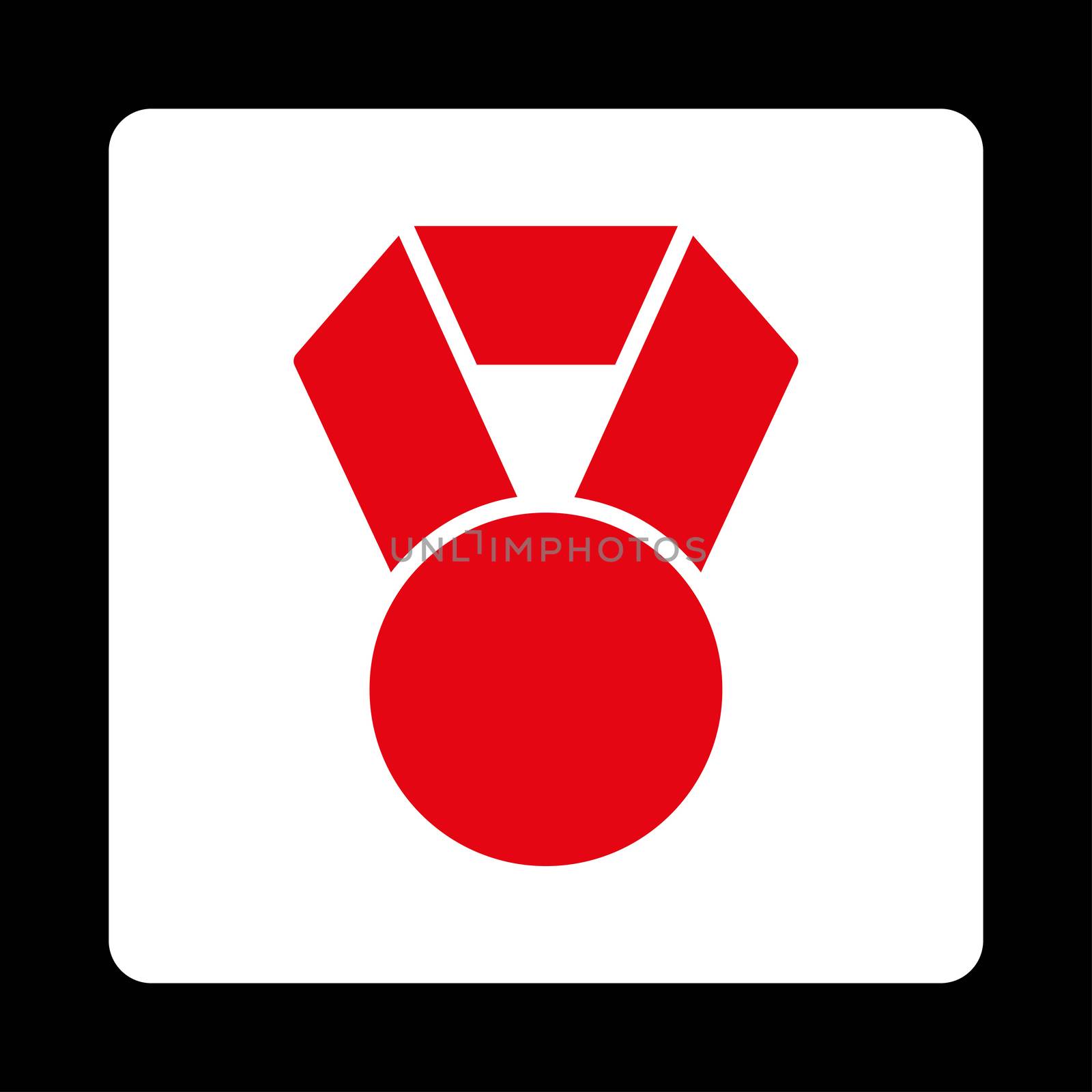 Achievement icon from Award Buttons OverColor Set. Icon style is red and white colors, flat rounded square button, black background.