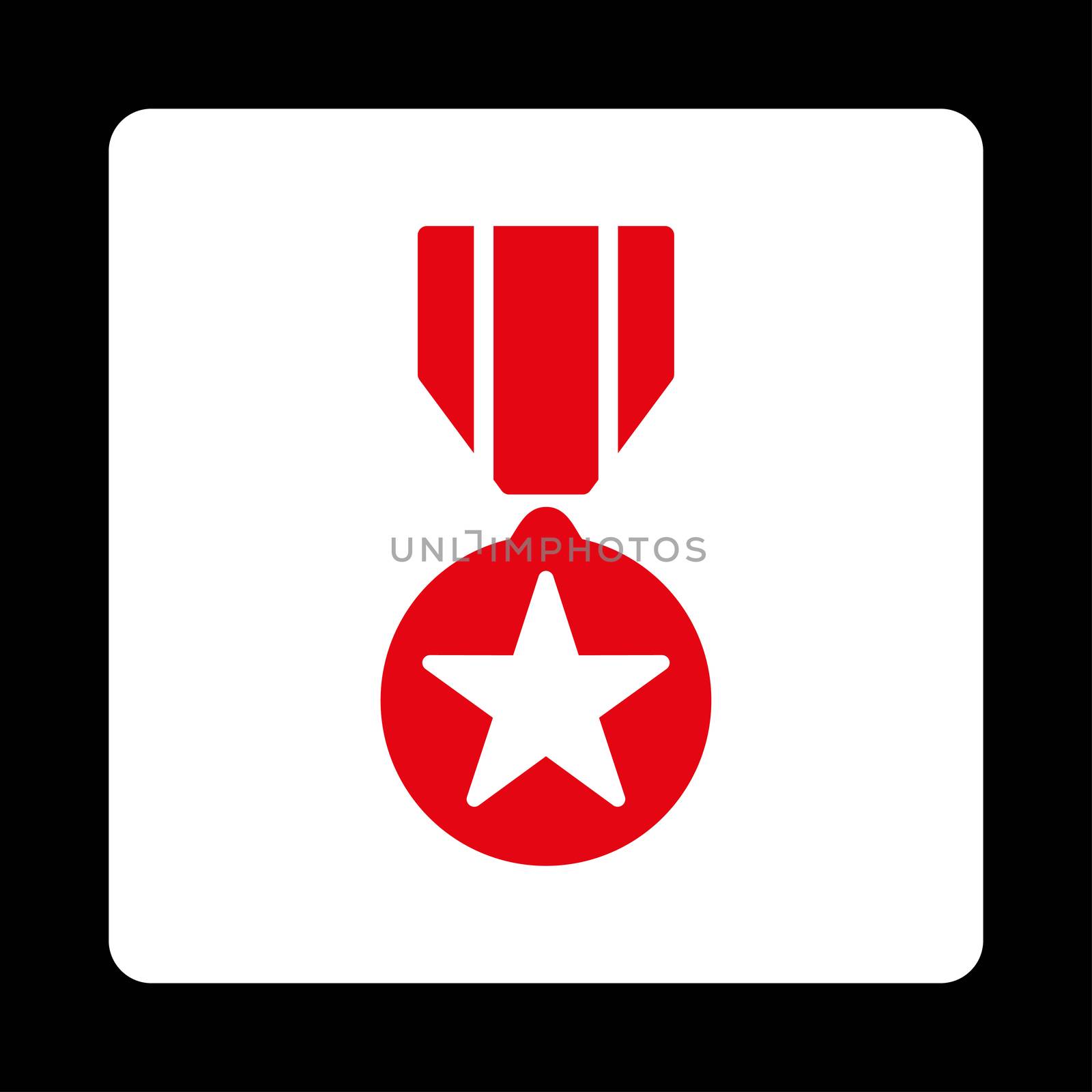 Army award icon from Award Buttons OverColor Set. Icon style is red and white colors, flat rounded square button, black background.