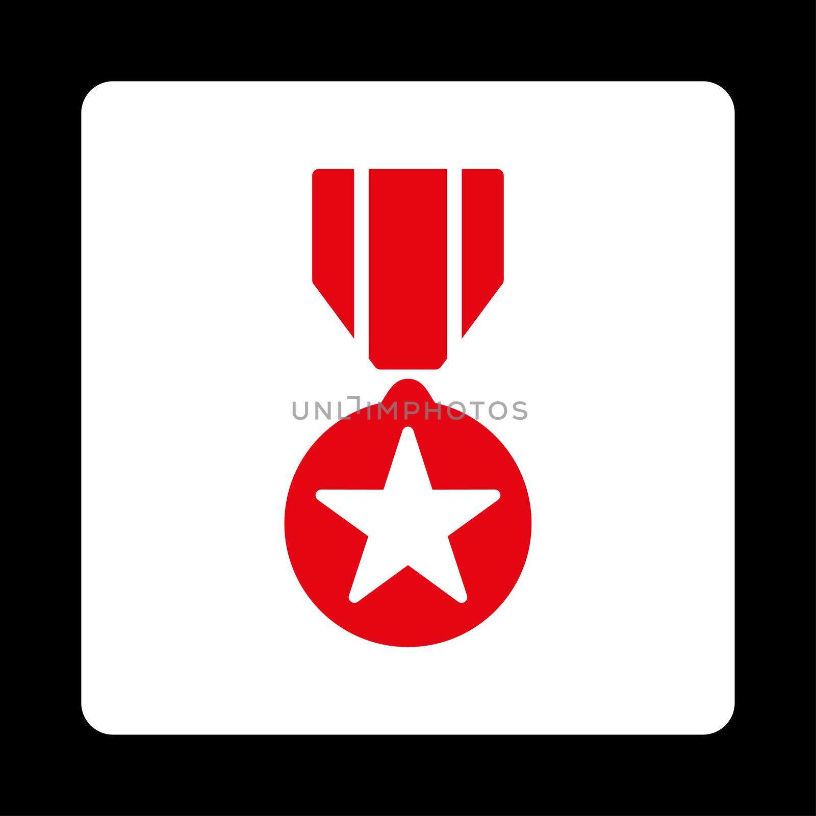 Army award icon from Award Buttons OverColor Set. Icon style is red and white colors, flat rounded square button, black background.