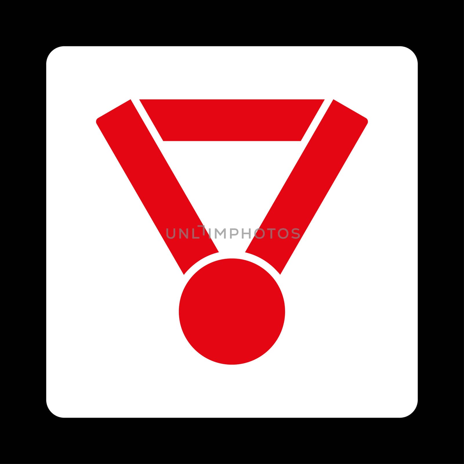 Champion award icon from Award Buttons OverColor Set. Icon style is red and white colors, flat rounded square button, black background.