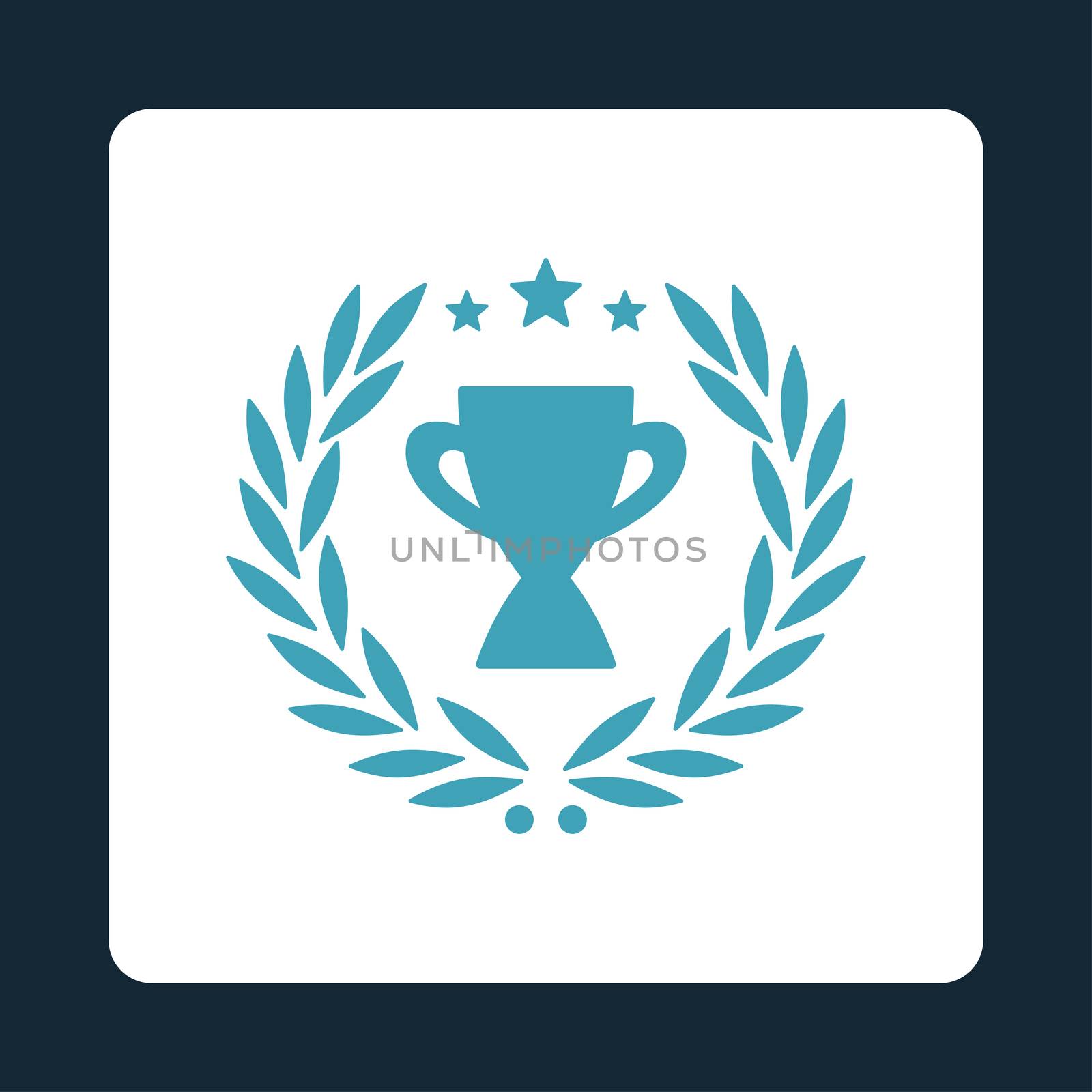 Glory icon from Award Buttons OverColor Set. Icon style is blue and white colors, flat rounded square button, dark blue background.