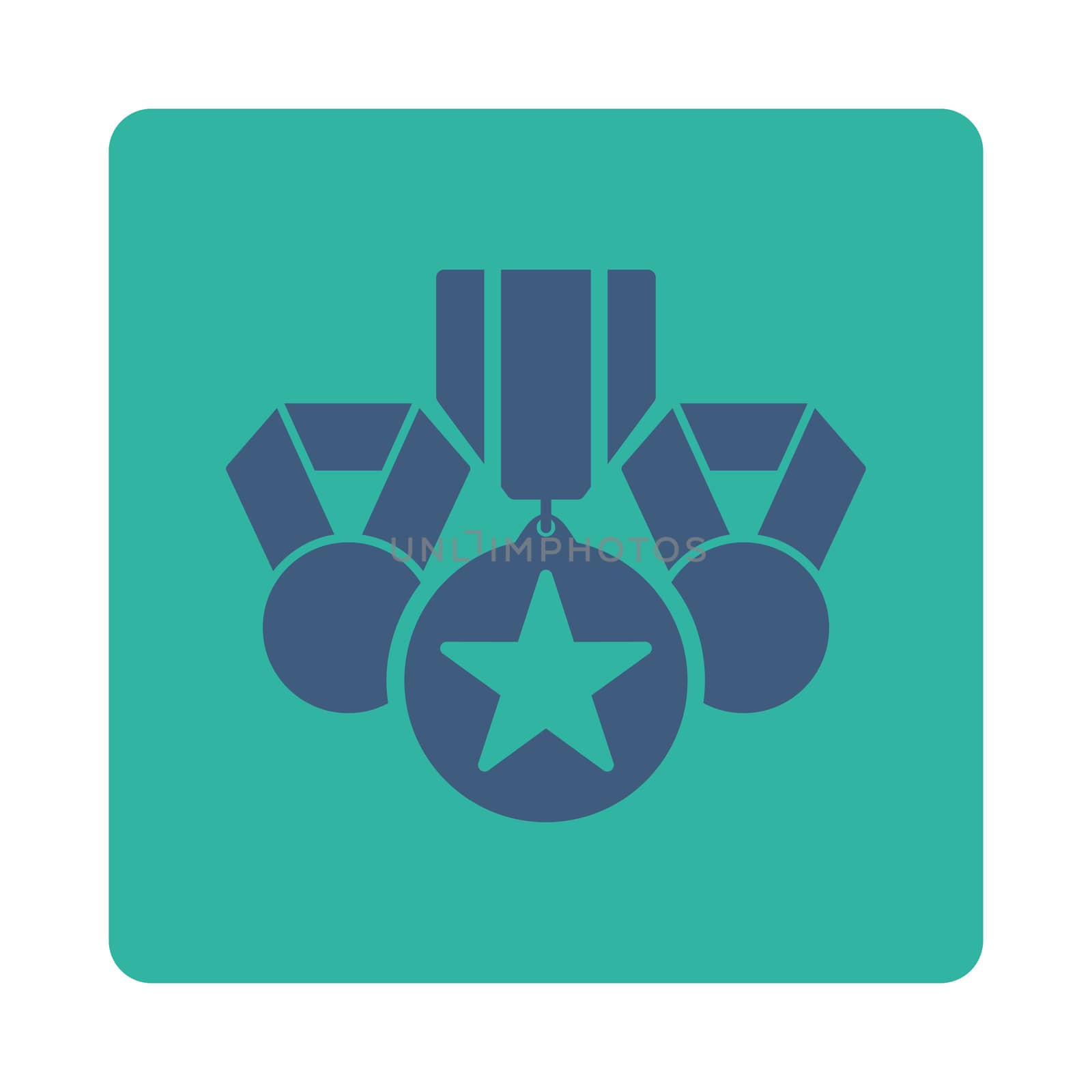 Awards icon from Award Buttons OverColor Set. Icon style is cobalt and cyan colors, flat rounded square button, white background.