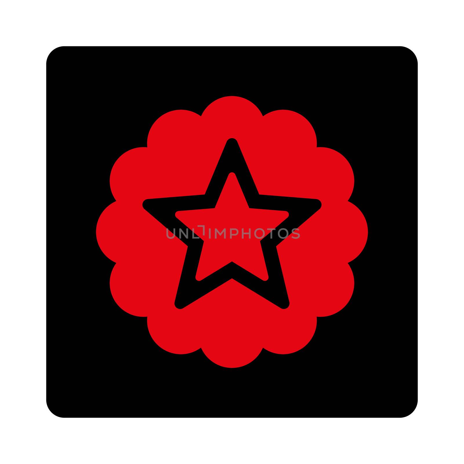 Premium icon from Award Buttons OverColor Set. Icon style is intensive red and black colors, flat rounded square button, white background.