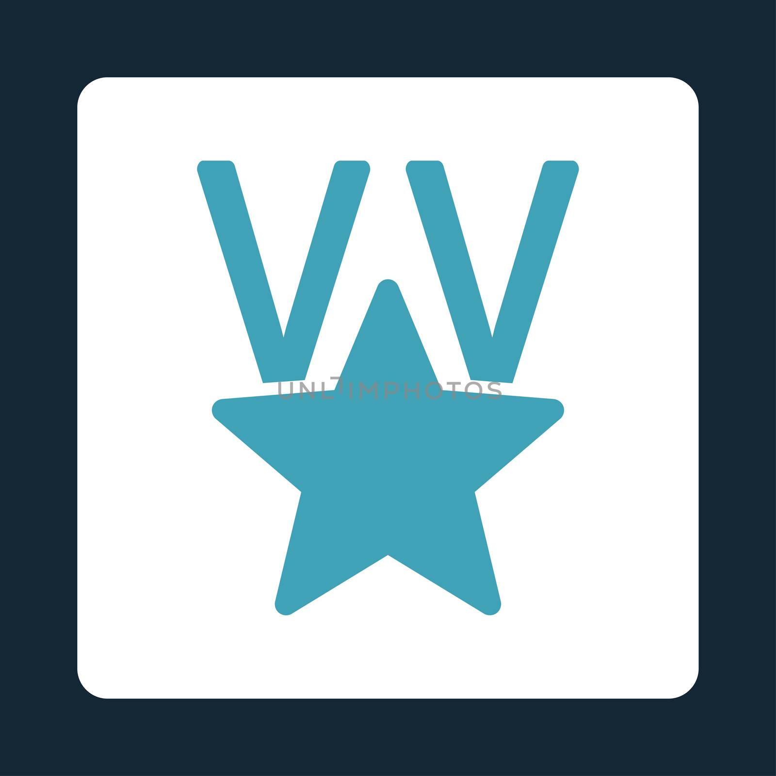 Victory icon from Award Buttons OverColor Set. Icon style is blue and white colors, flat rounded square button, dark blue background.