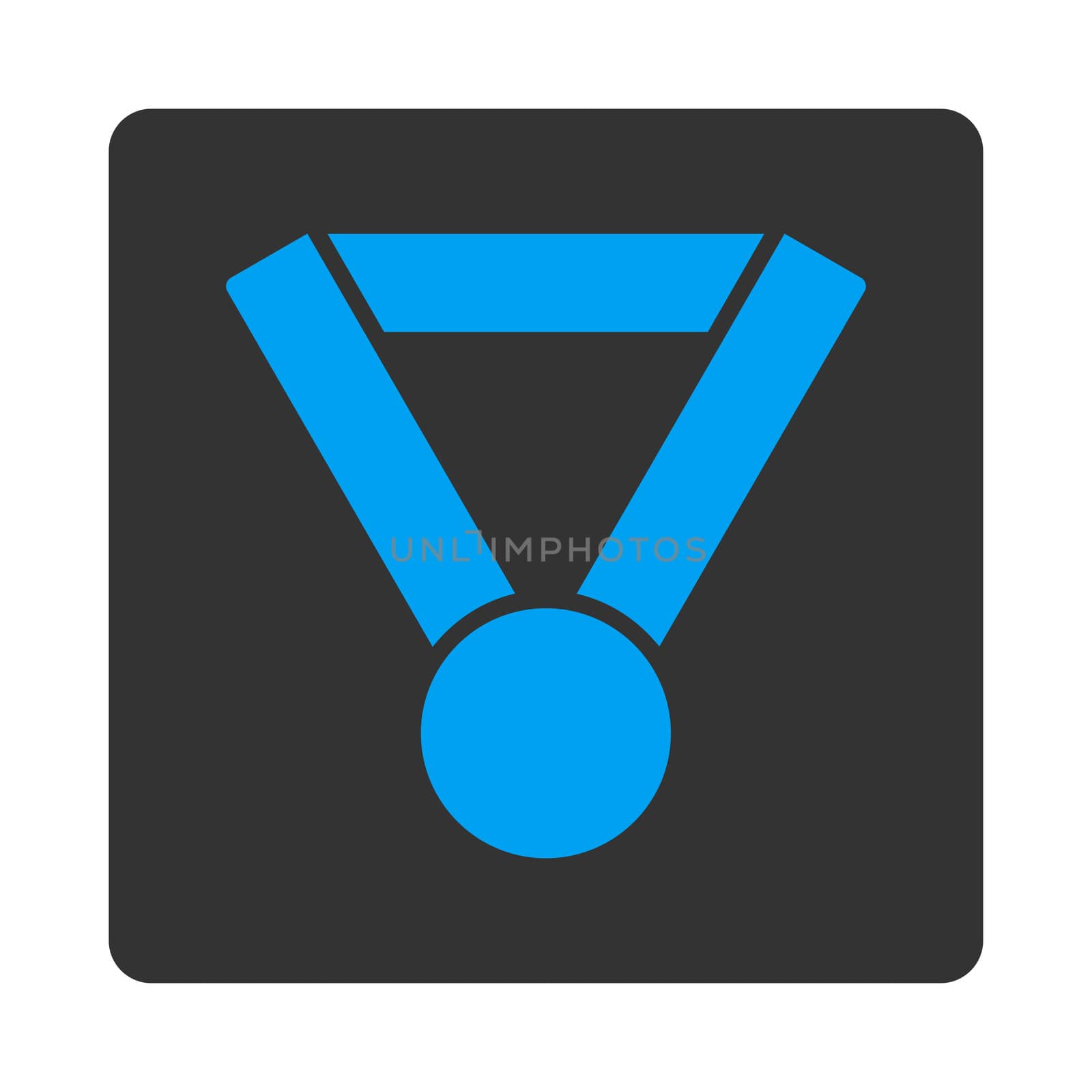 Champion award icon from Award Buttons OverColor Set. Icon style is blue and gray colors, flat rounded square button, white background.