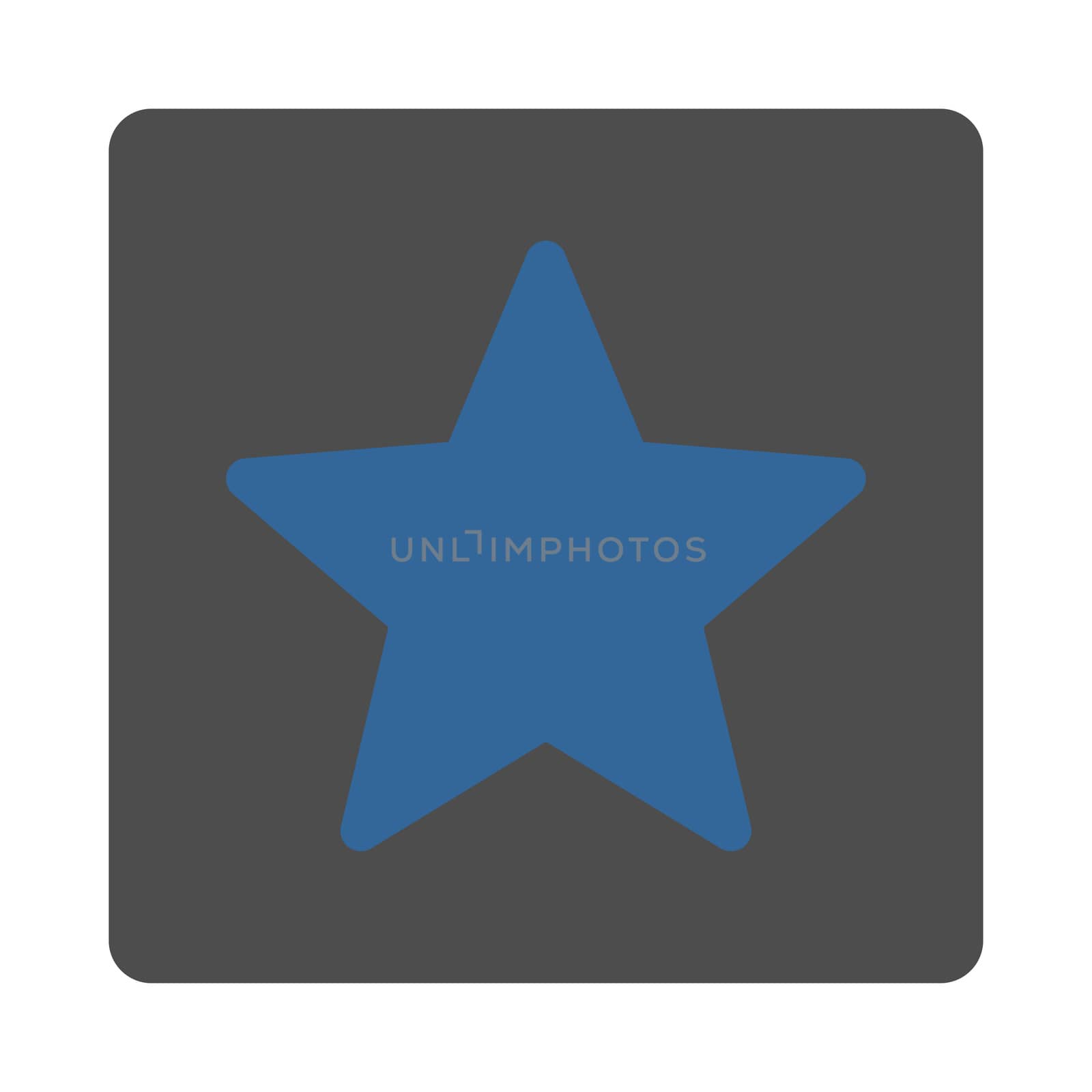 Star icon from Award Buttons OverColor Set. Icon style is cobalt and gray colors, flat rounded square button, white background.