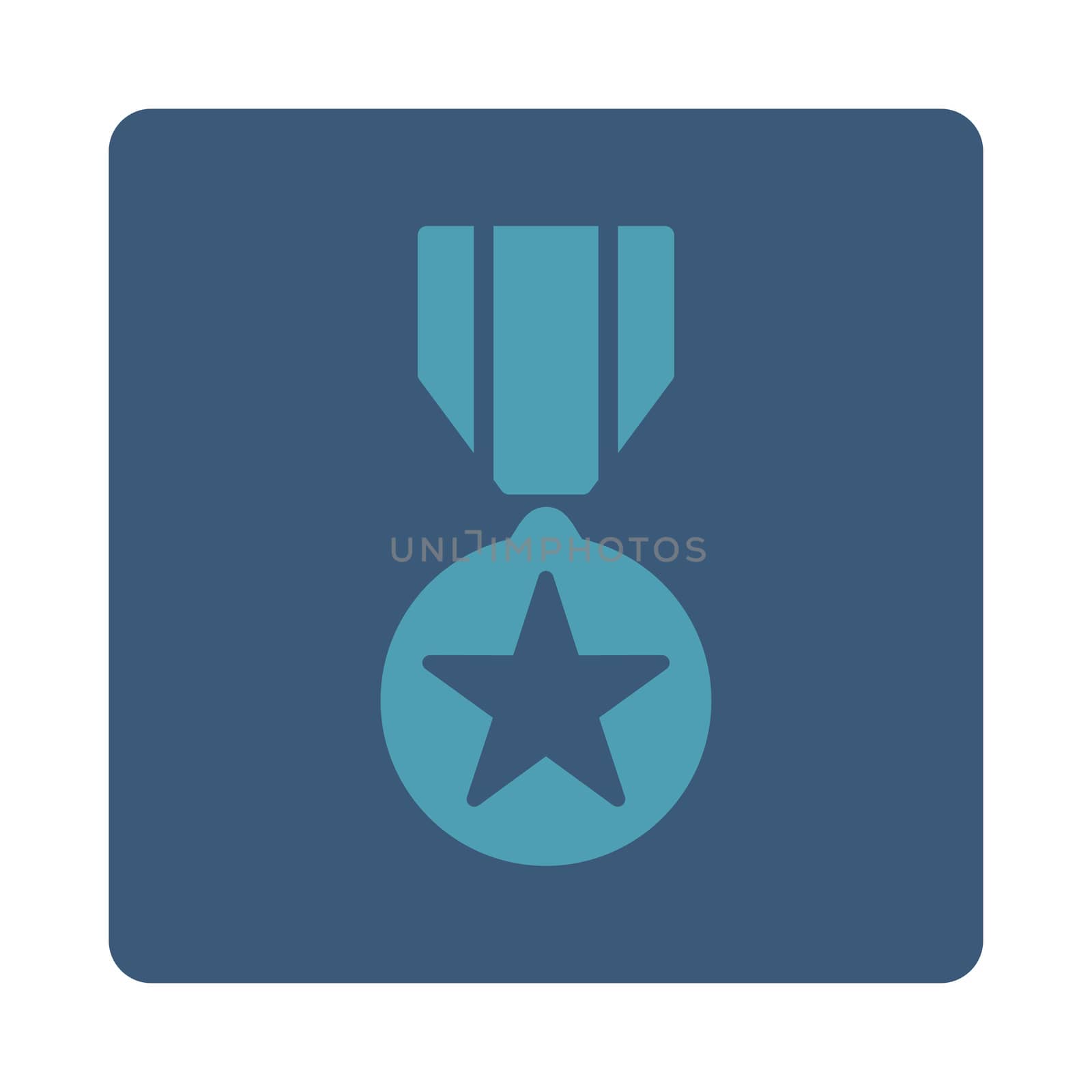 Army award icon from Award Buttons OverColor Set. Icon style is cyan and blue colors, flat rounded square button, white background.
