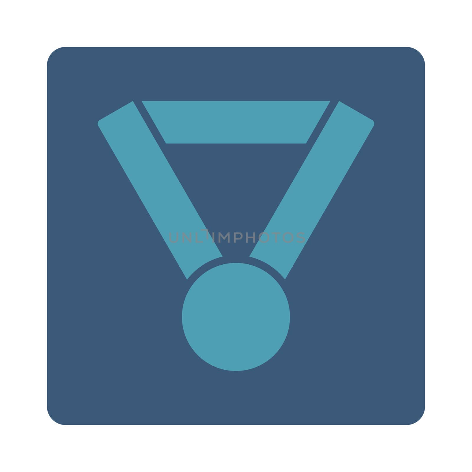 Champion award icon from Award Buttons OverColor Set. Icon style is cyan and blue colors, flat rounded square button, white background.